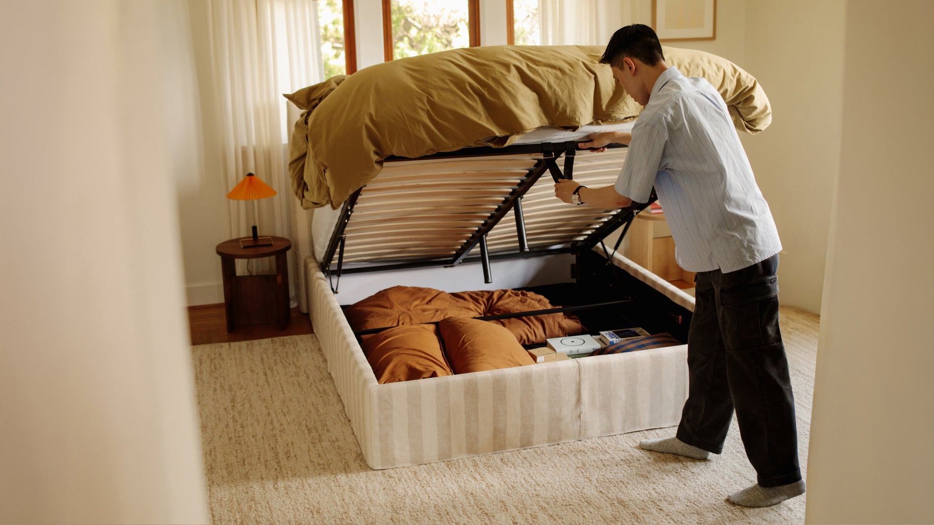 Wave Storage Bed, Queen, Dover Stripe_image