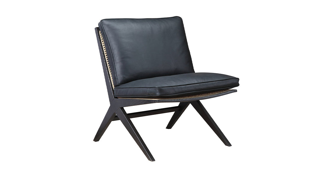 Endless Summer Lounge Chair with Cushion, Black Ash/Black Coal Leather_image