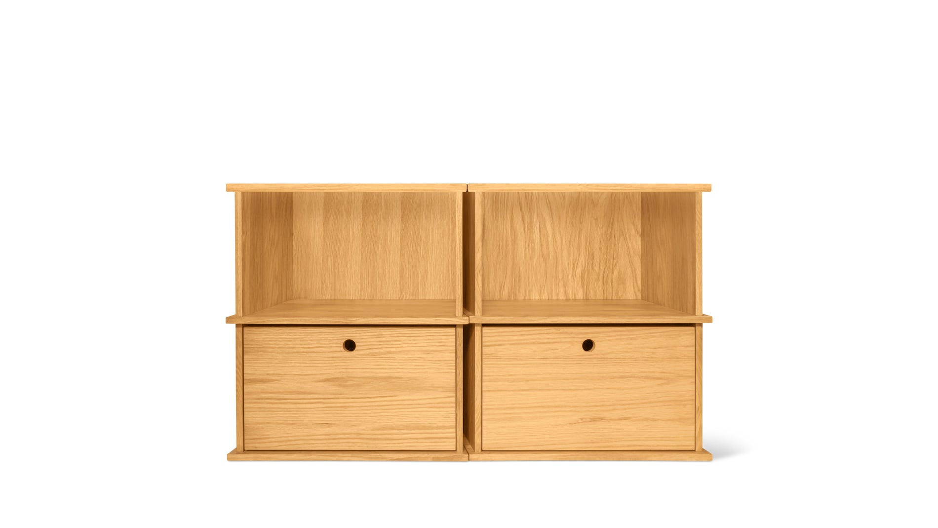Keep Stacking Storage System 4-Piece, Open and Closed, White Oak_image