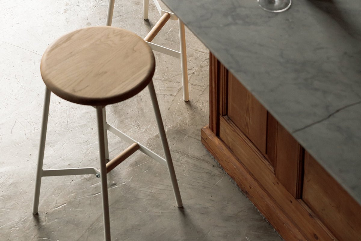 Take The Edge Off Stool, Counter, Natural/White Metal_image