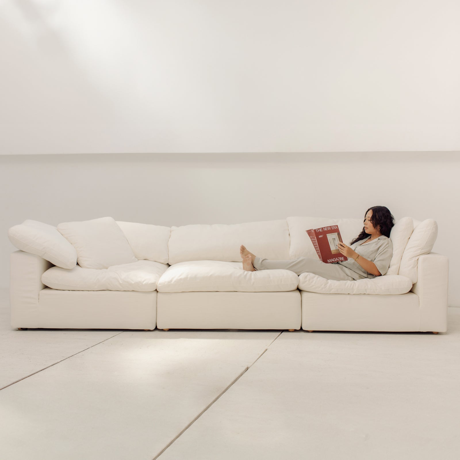 Movie Night™ 3-Piece Modular Sofa, Standard, Cream Linen