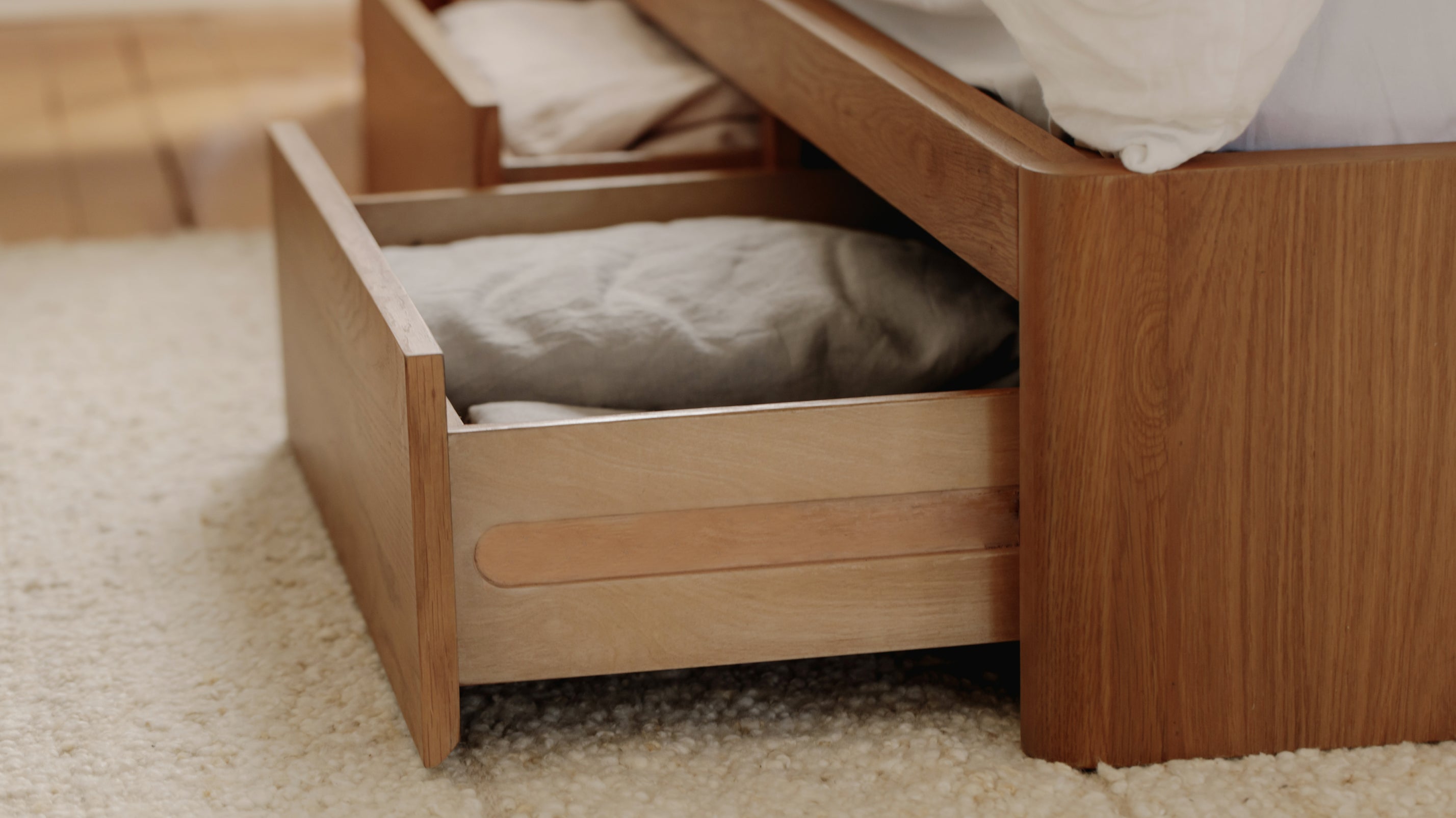 Form Bed With Storage, Queen, White Oak - Image 4
