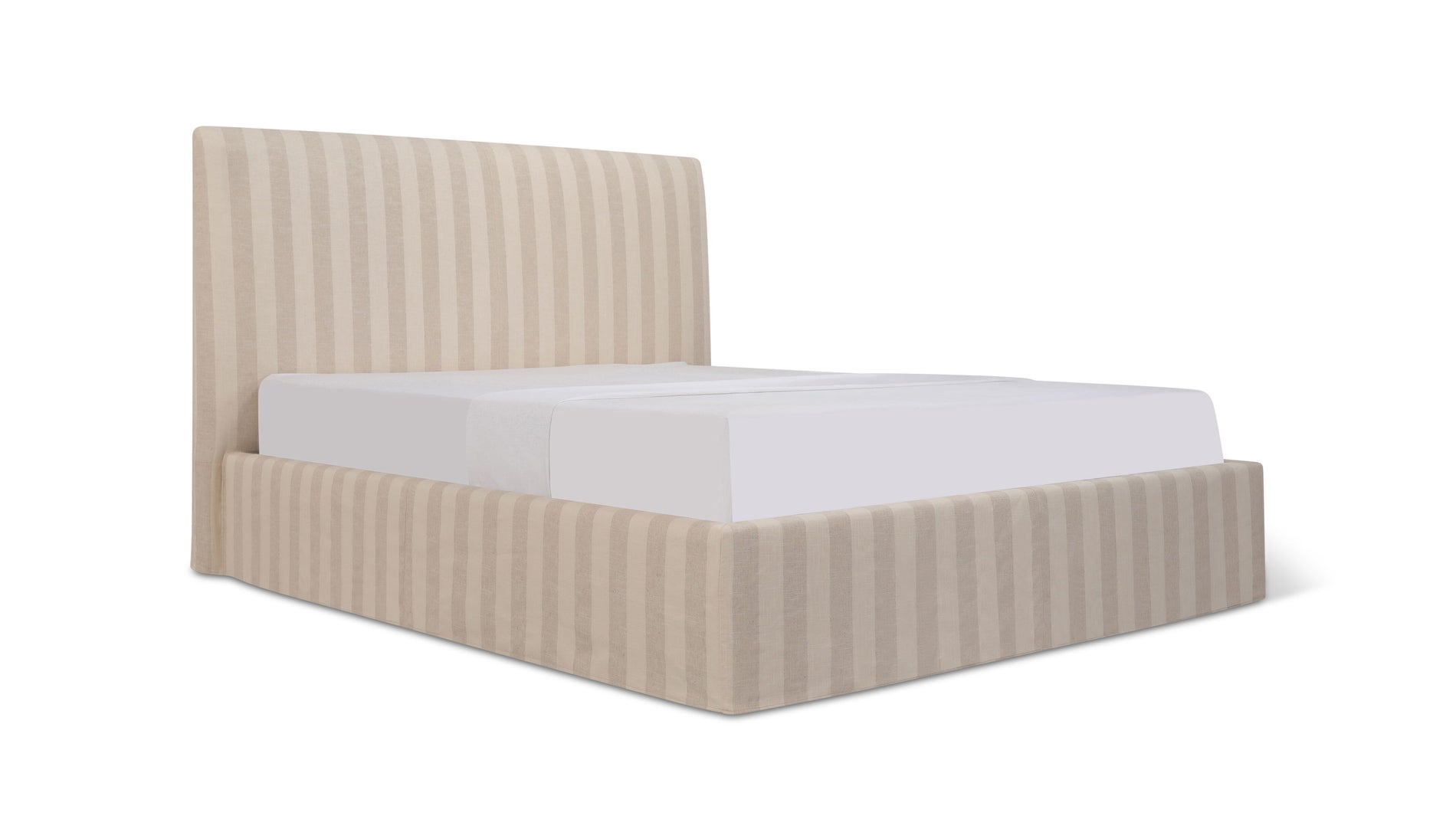 Wave Bed High Headboard with Storage, Queen, Dover Stripe_image