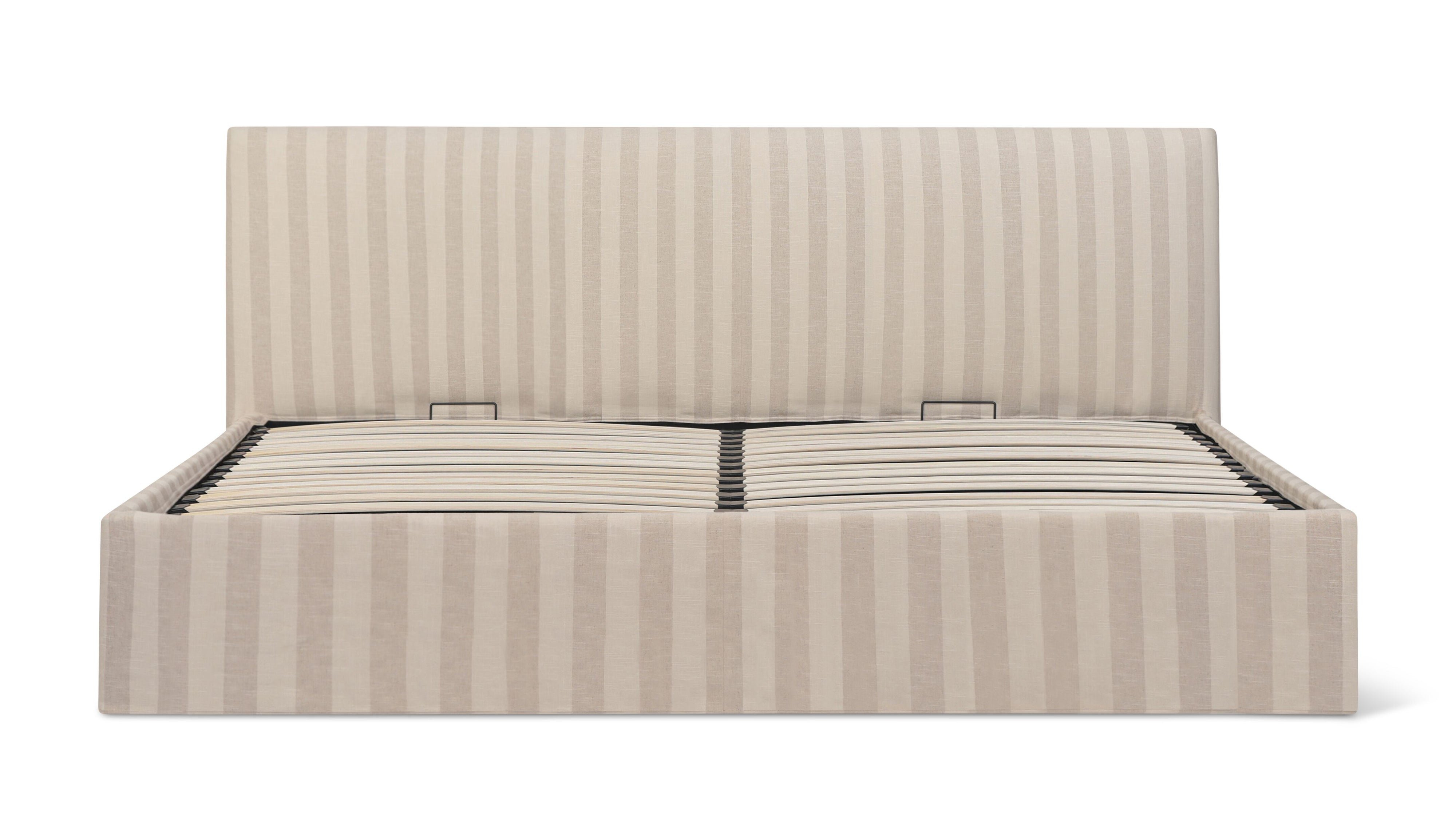 Wave Bed High Headboard with Storage, Queen, Dover Stripe