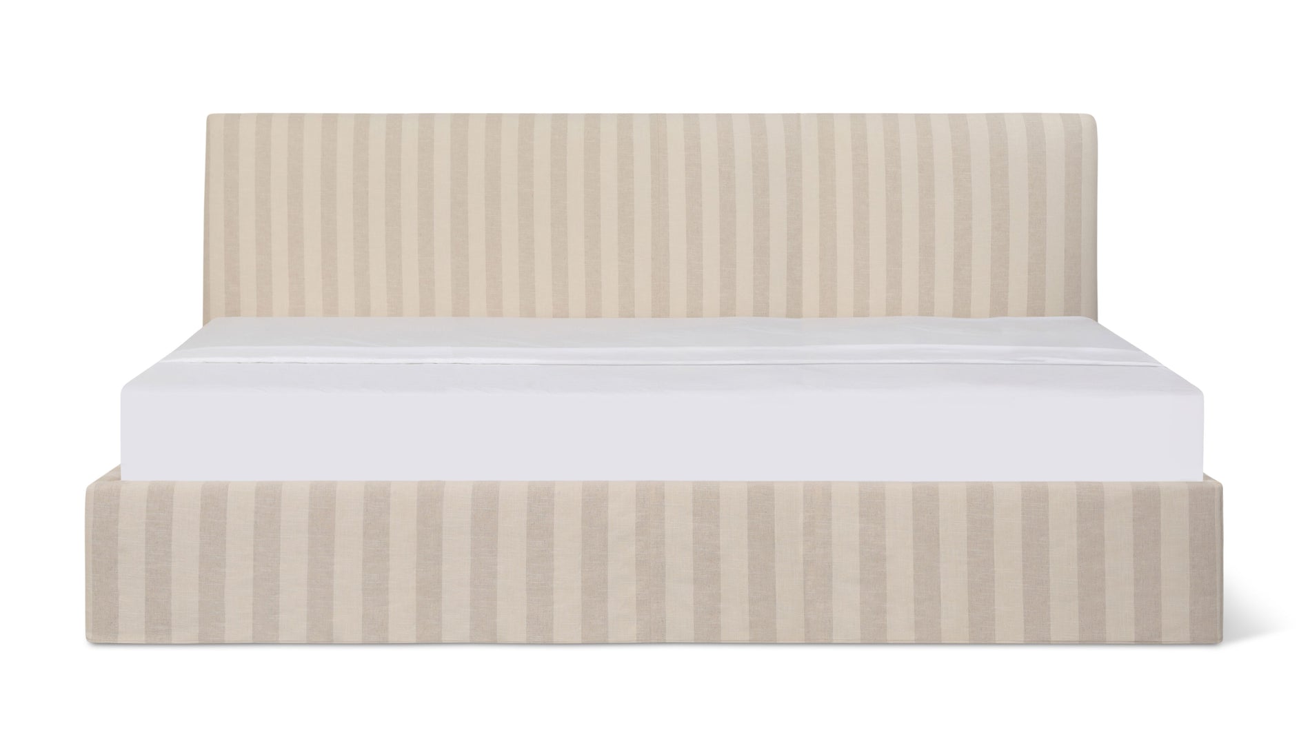 Wave Bed High Headboard with Storage, Queen, Dover Stripe_image