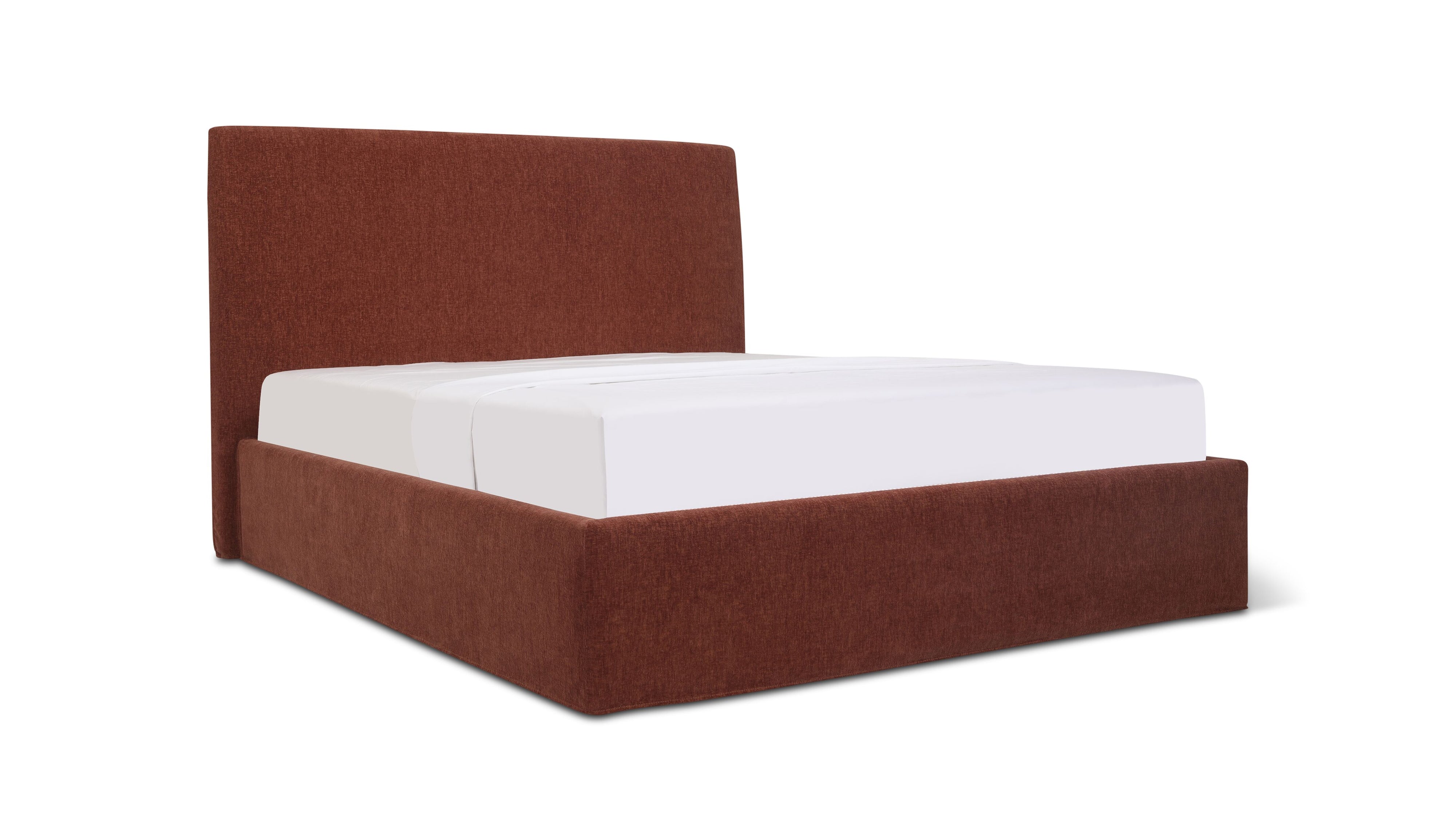 Wave Bed High Headboard with Storage, Queen, Toffee