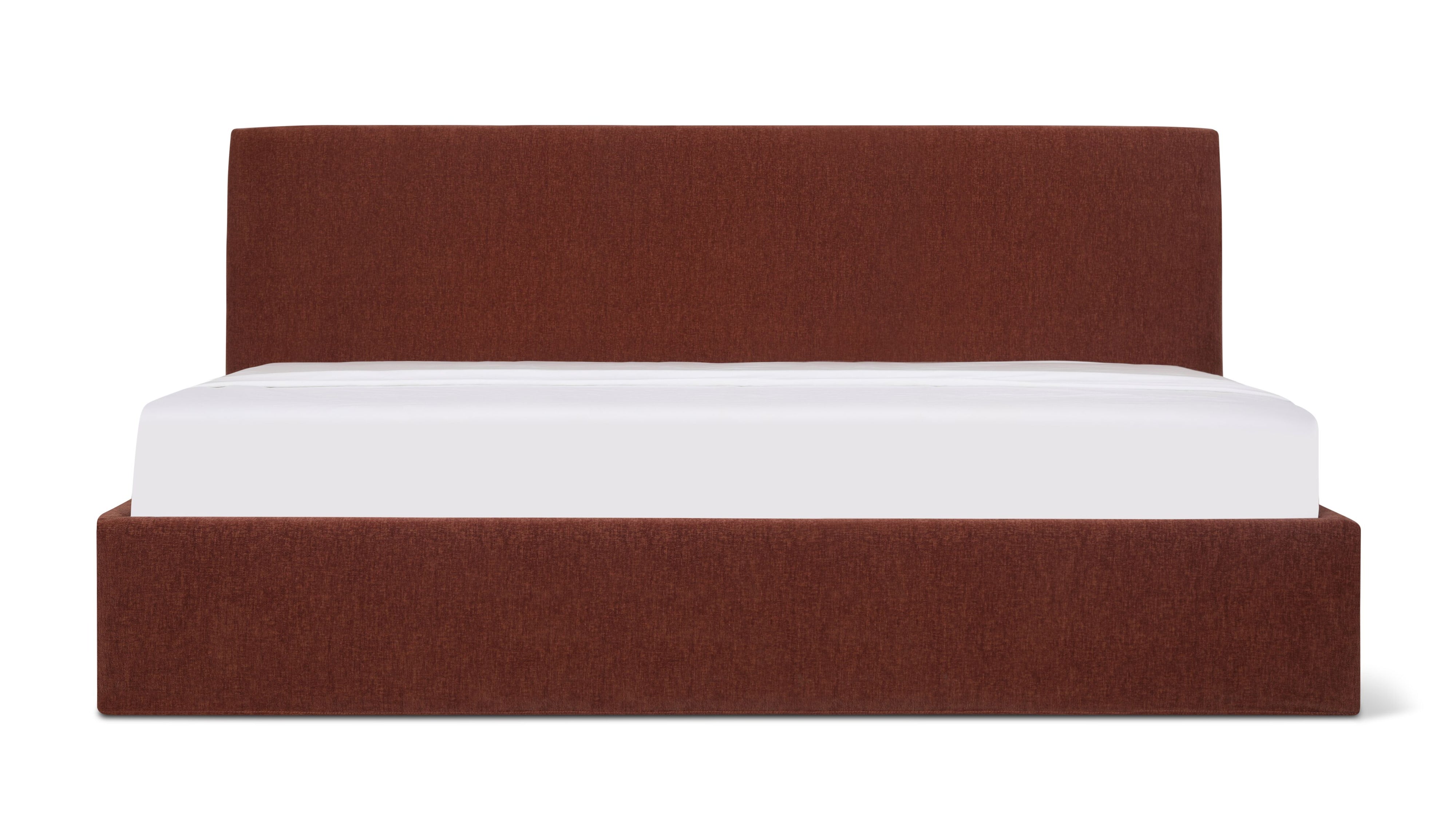 Wave Bed High Headboard with Storage, Queen, Toffee