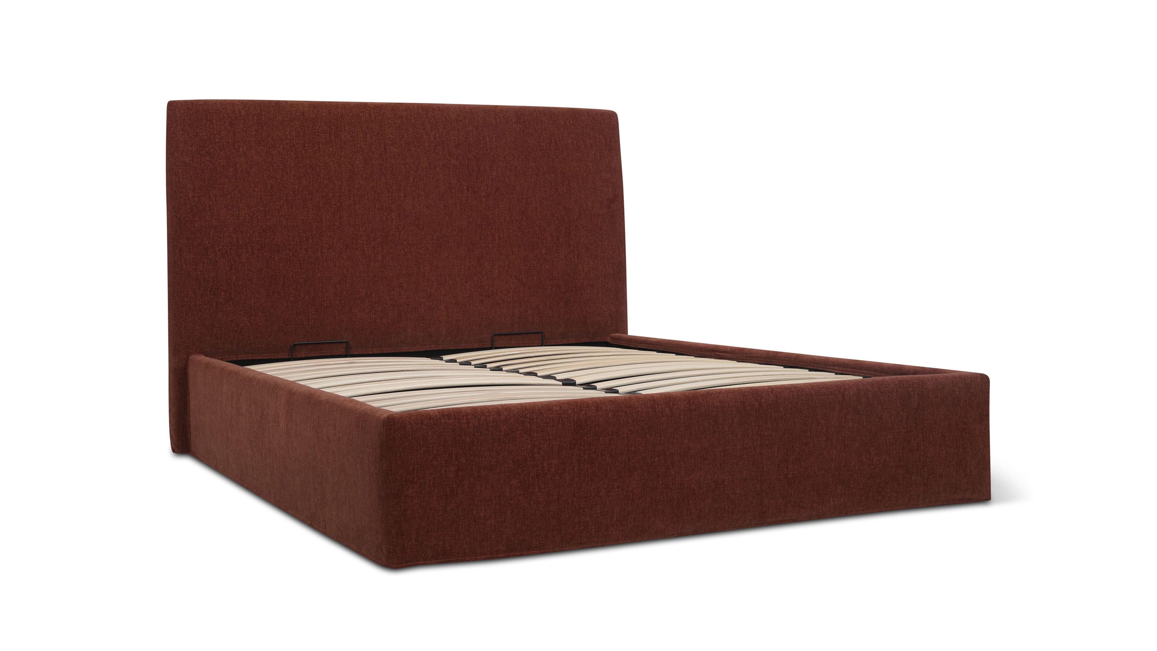 Wave Bed High Headboard with Storage, King, Toffee