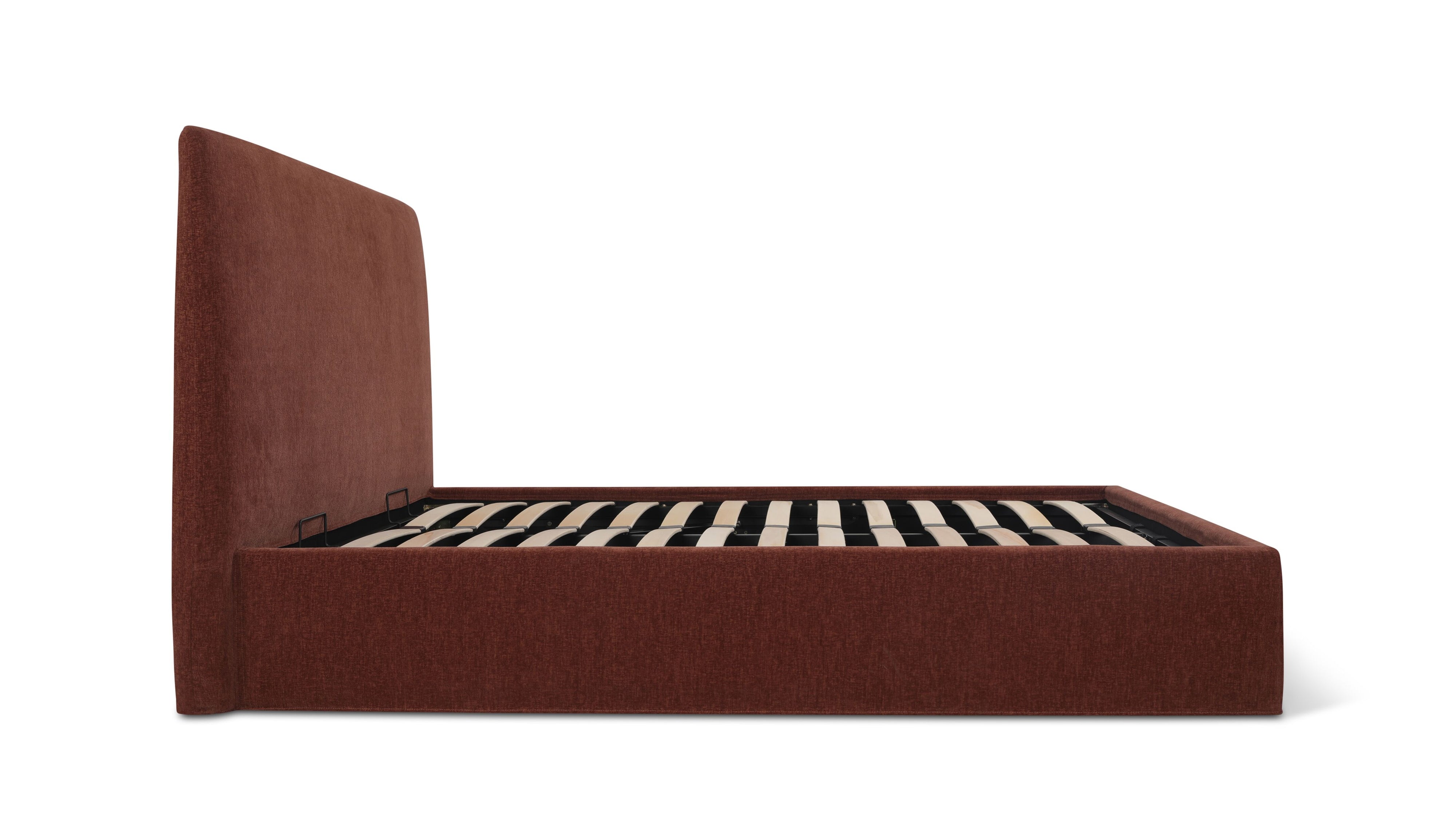 Wave Bed High Headboard with Storage, King, Toffee