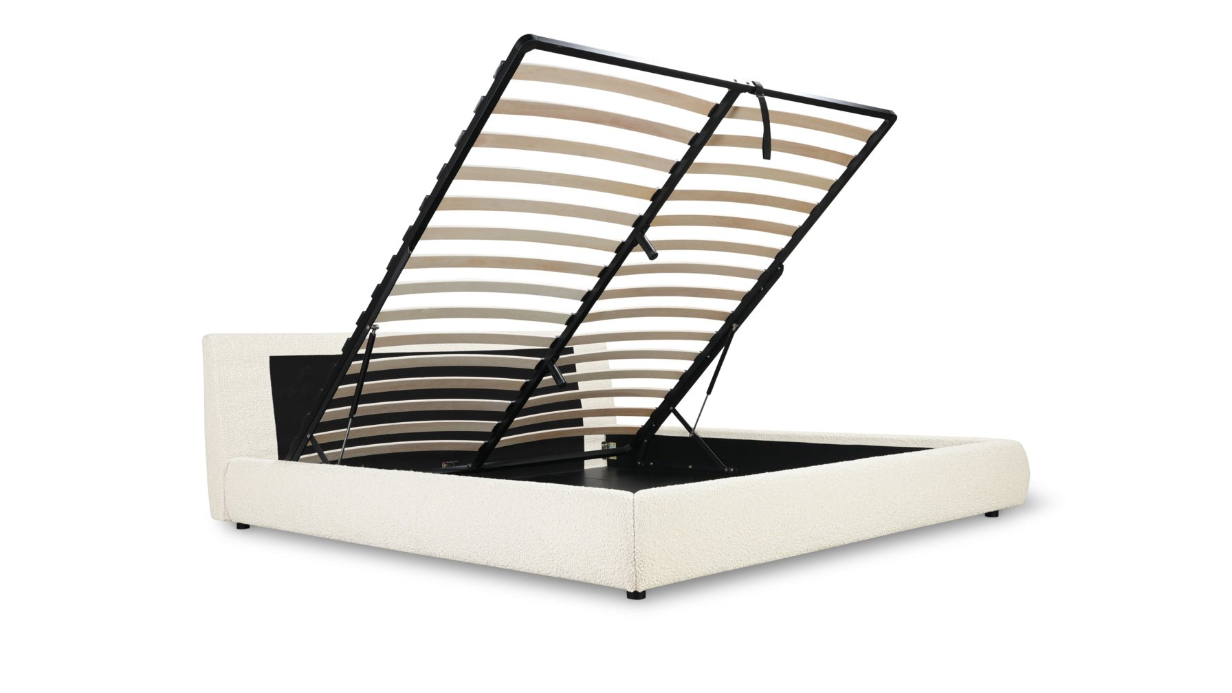 Cloud Bed with Storage, King, Cream Boucle - Image 4