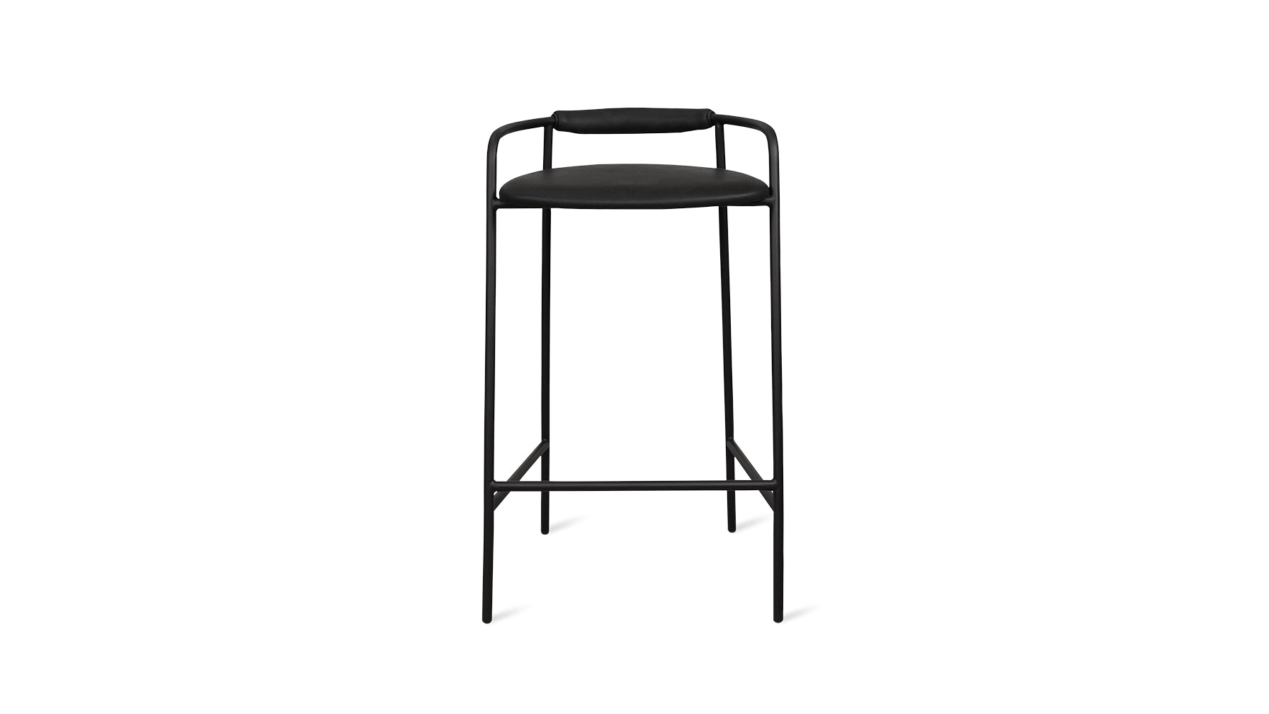 Slow Mornings Stool, Bar, Coal Leather/Black Metal - Image 1
