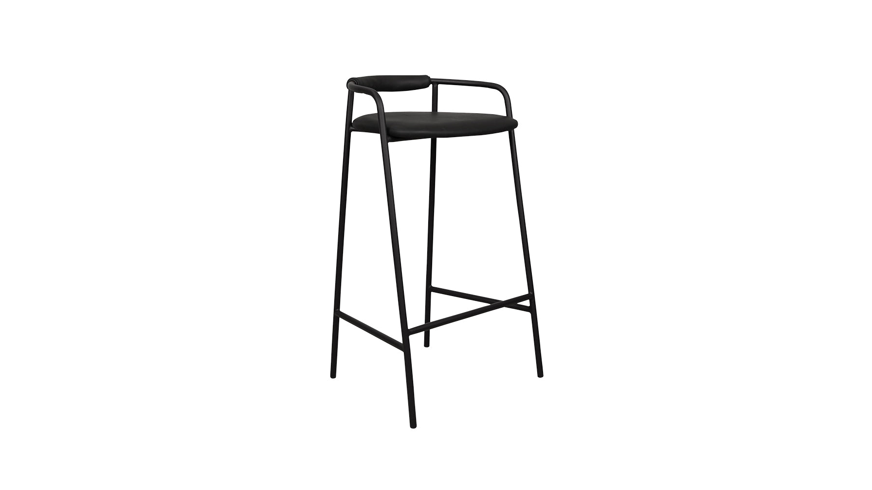 Slow Mornings Stool, Bar, Coal Leather/Black Metal - Image 15