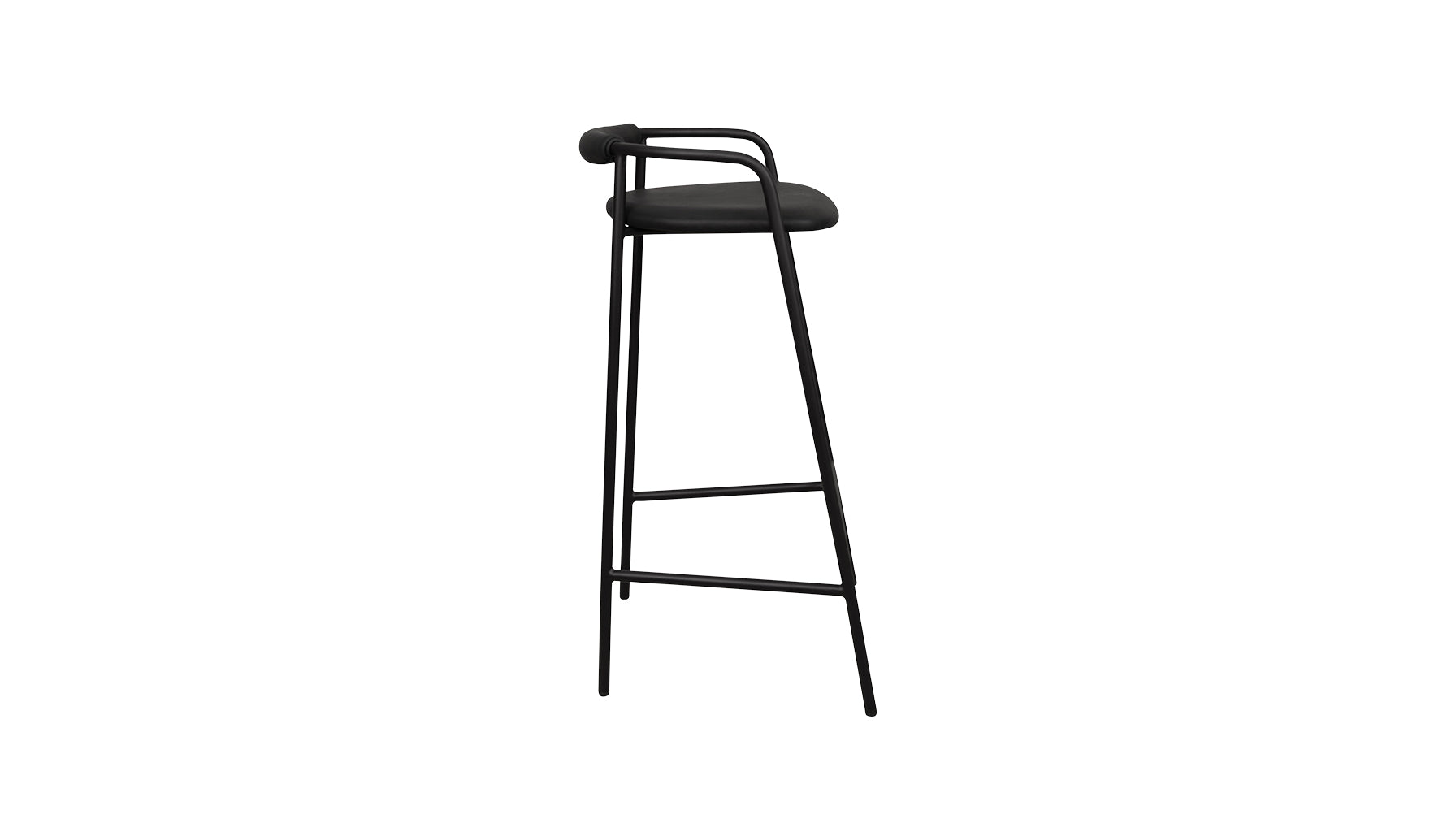 Slow Mornings Stool, Bar, Coal Leather/Black Metal - Image 15