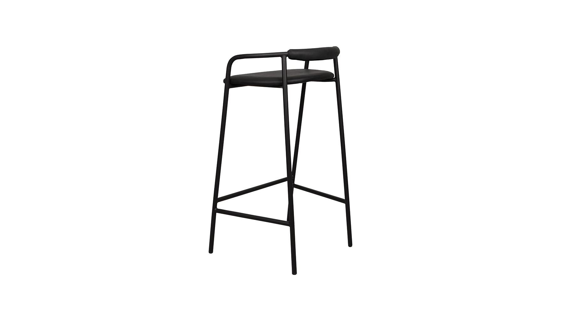 Slow Mornings Stool, Bar, Coal Leather/Black Metal - Image 11