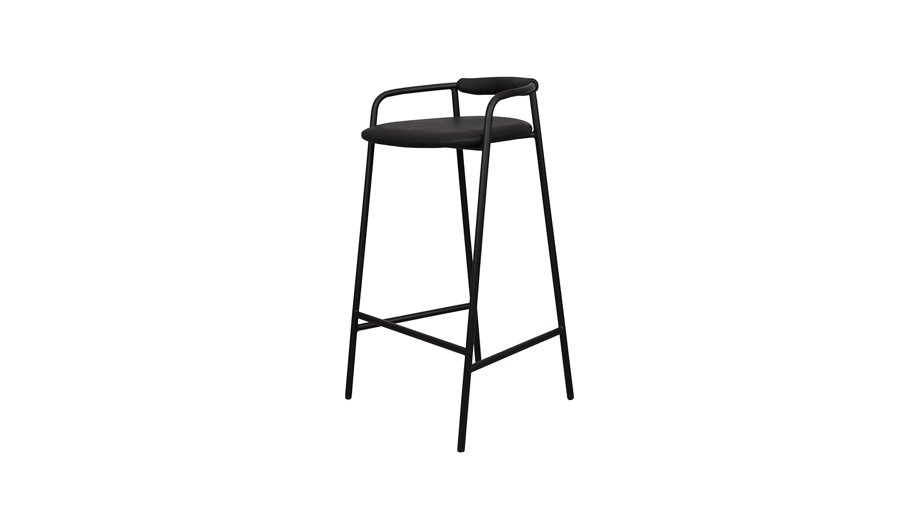 Slow Mornings Stool, Bar, Coal Leather/Black Metal - Image 12