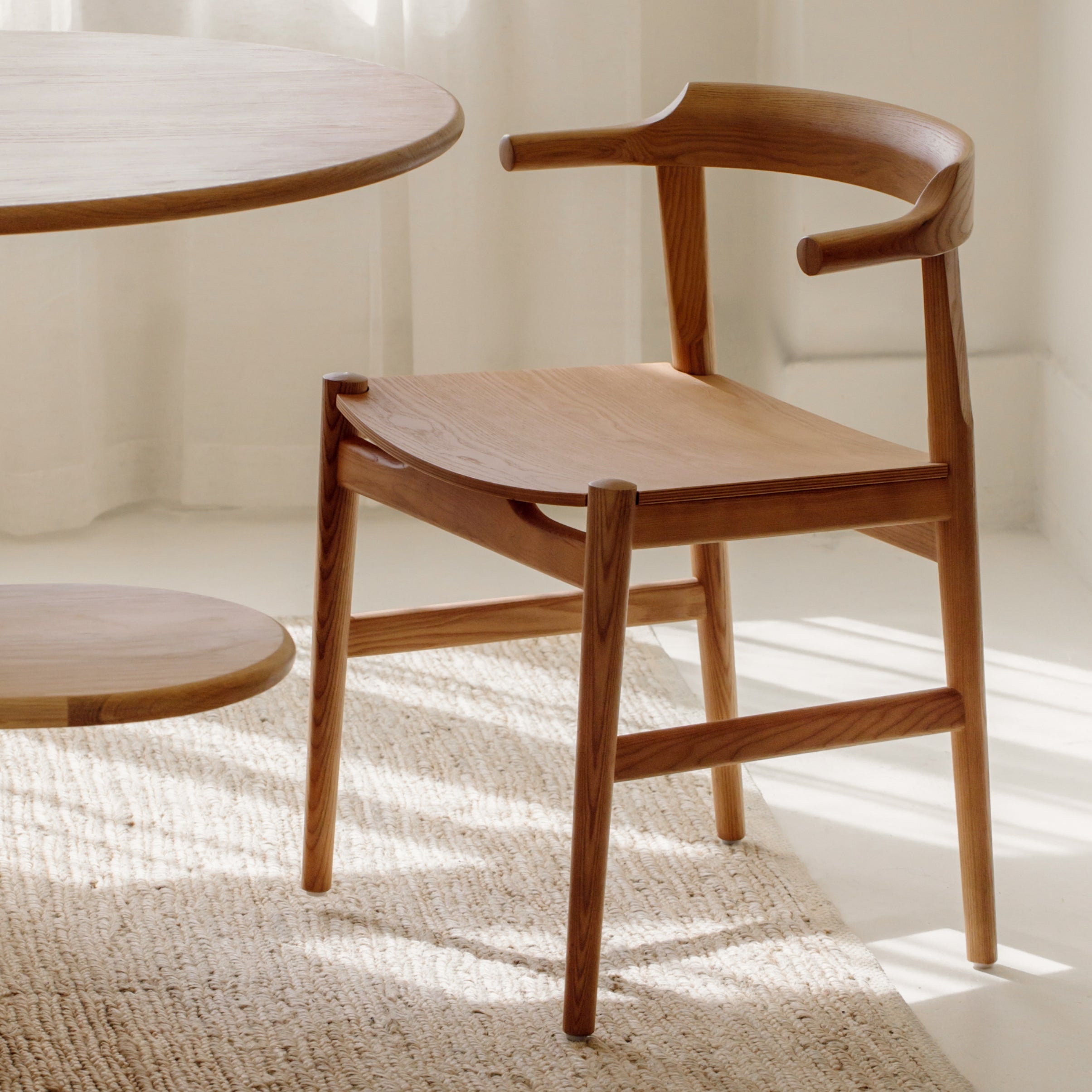 Tuck In Dining Chair, Wood Seat, Stained Oak