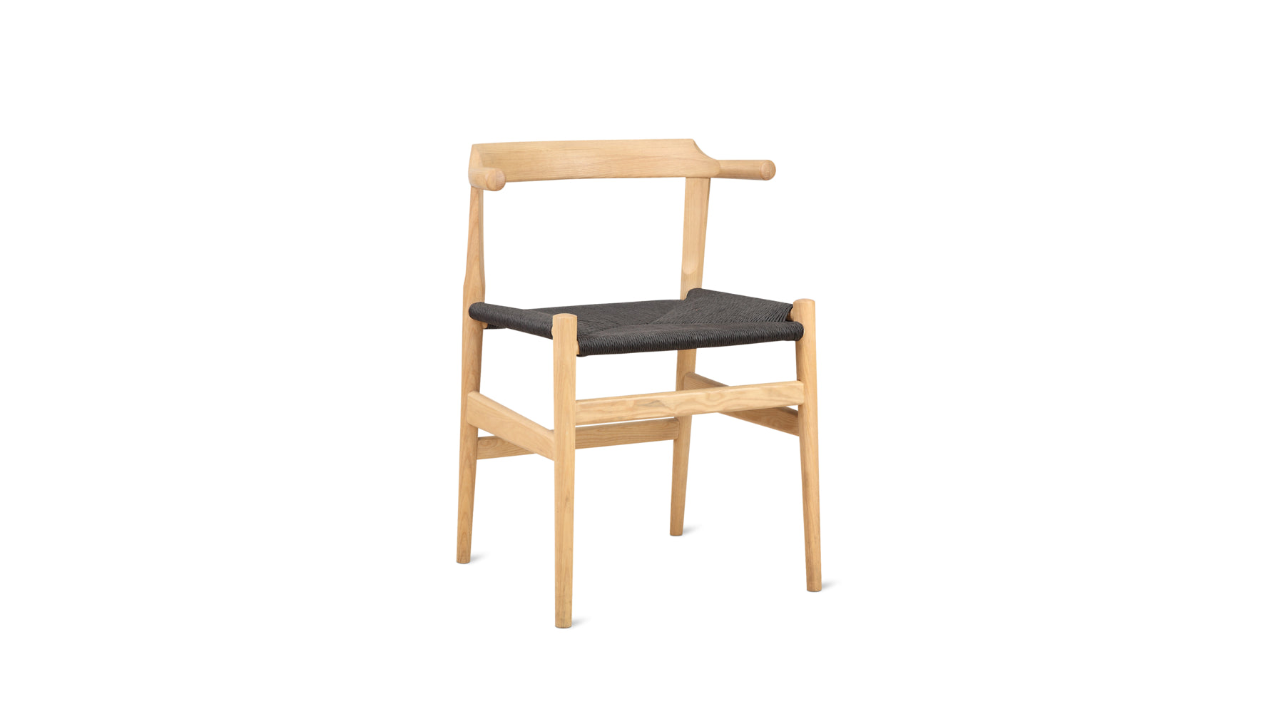 Tuck In Dining Chair, White Ash, Black Papercord Seat