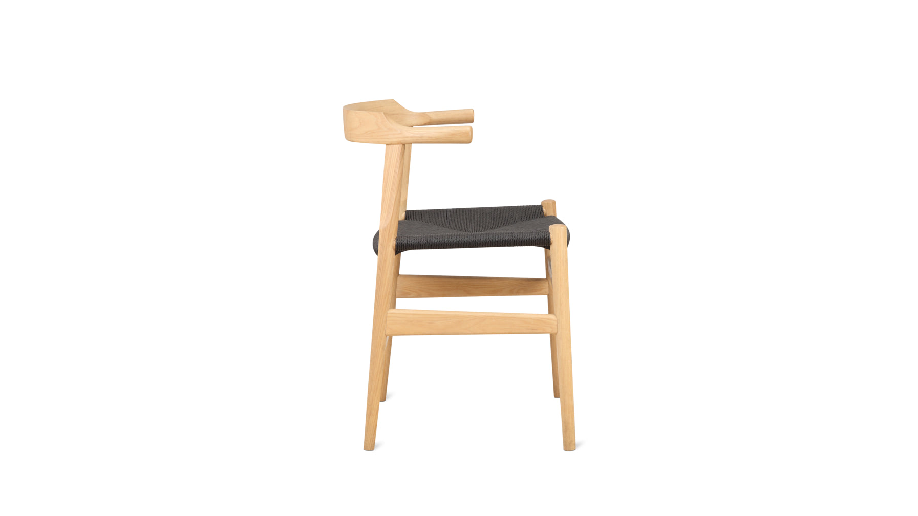 Tuck In Dining Chair, White Ash, Black Papercord Seat