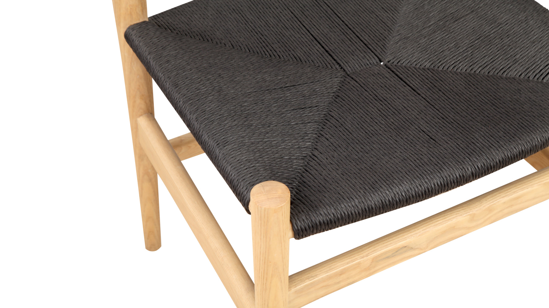 Tuck In Dining Chair, White Ash, Black Papercord Seat