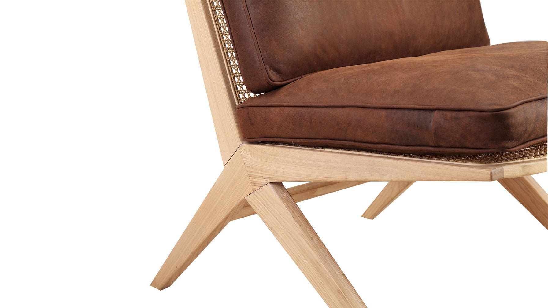 Endless Summer Lounge Chair with Cushion, Ash/Cognac Leather - Sundays CompanyCHA - EW - 013 - 057