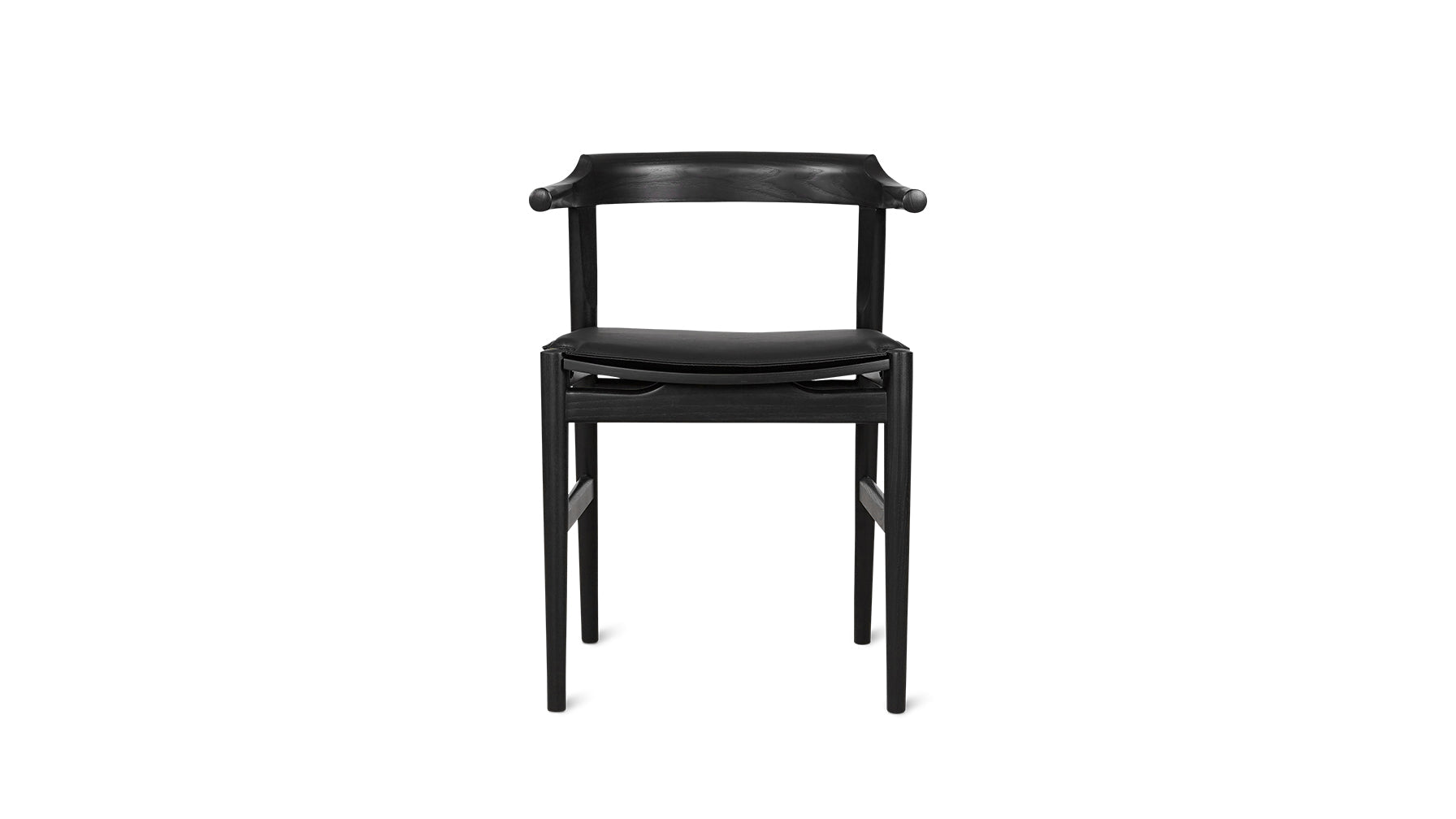 Tuck In Dining Chair with Black Cushion, Black Ash