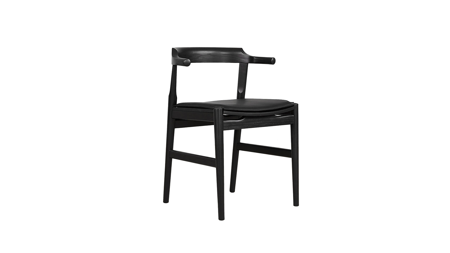 Tuck In Dining Chair with Black Cushion, Black Ash_image