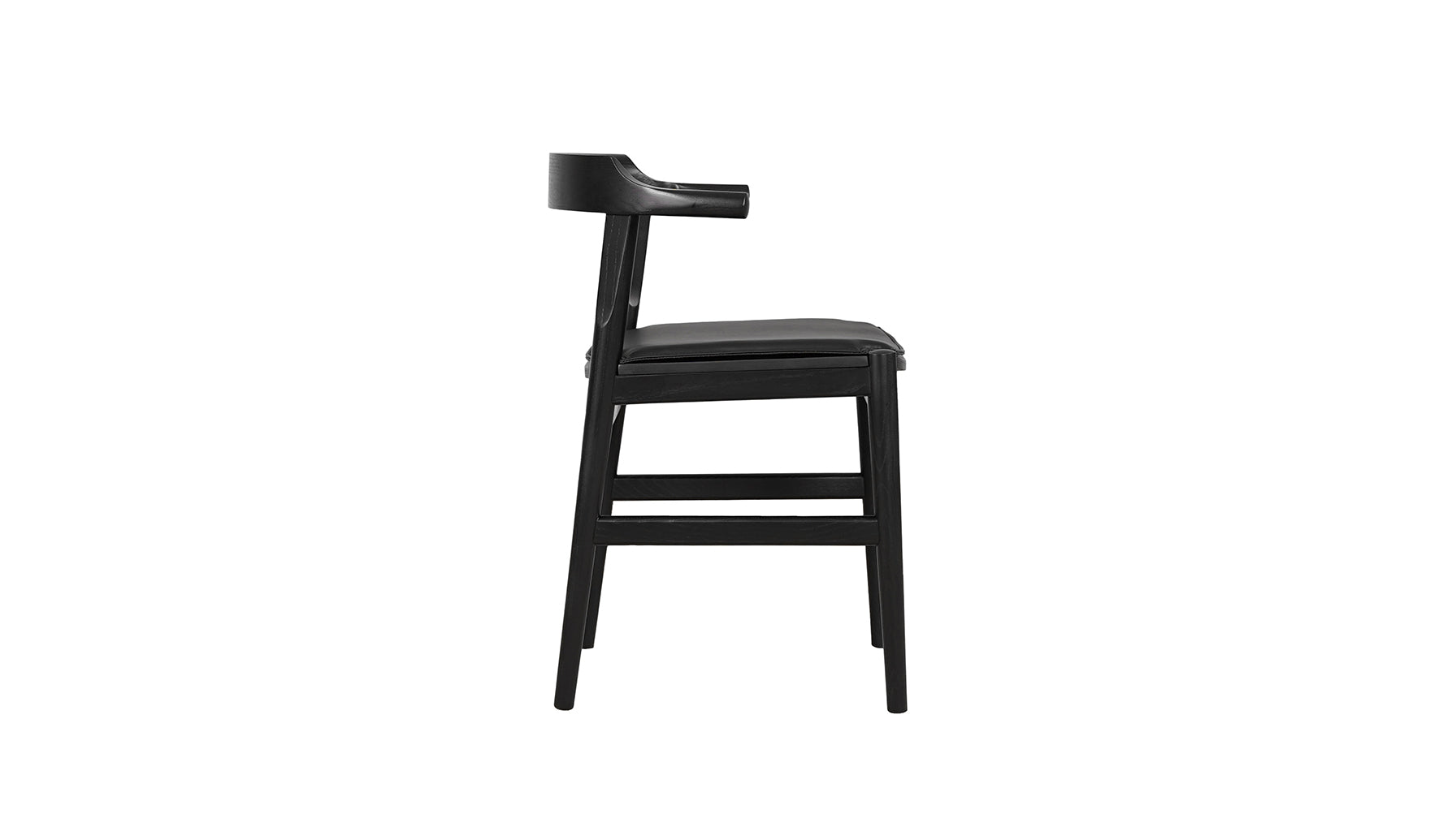 Tuck In Dining Chair with Black Cushion, Black Ash - Image 7