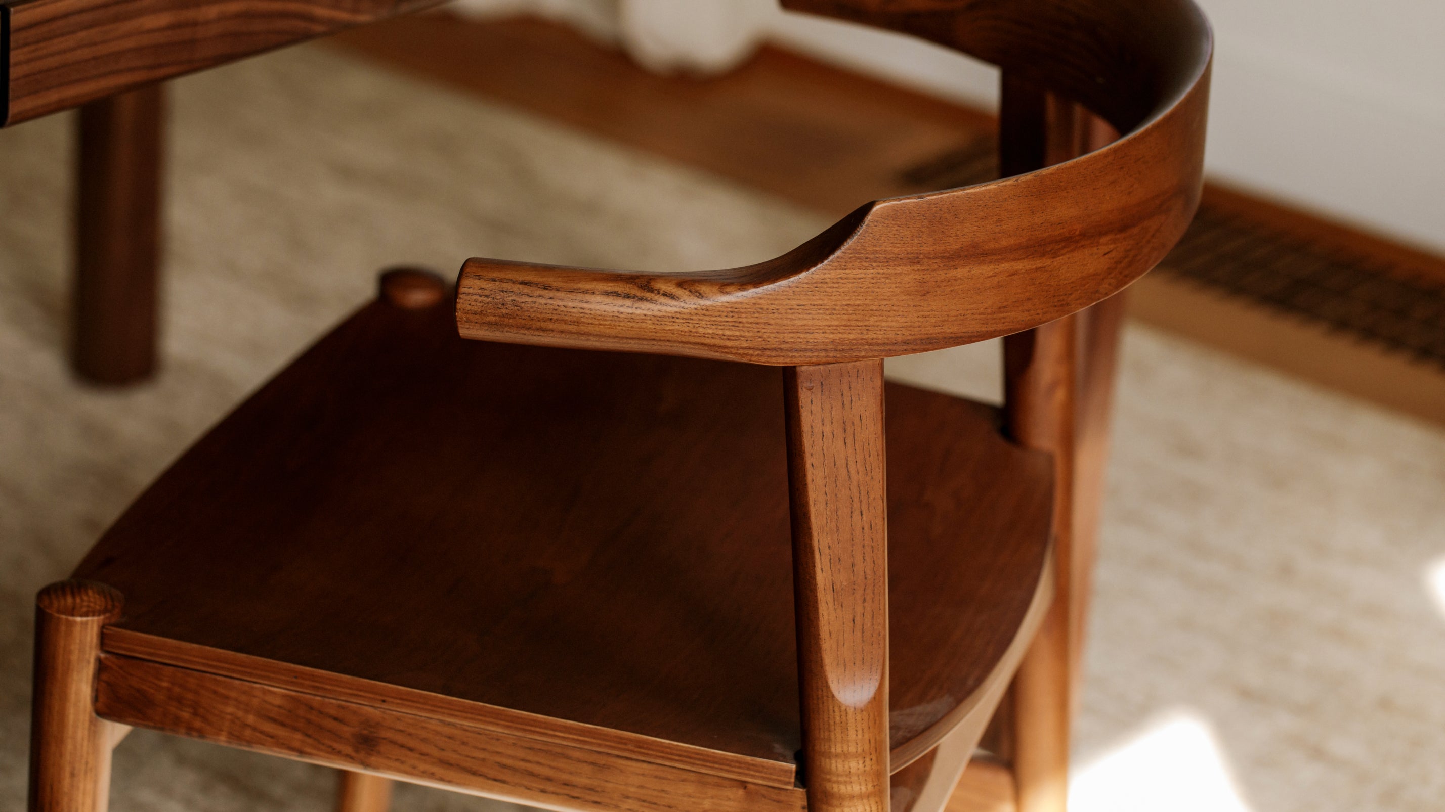 Tuck In Dining Chair, Wood Seat, Stained Walnut