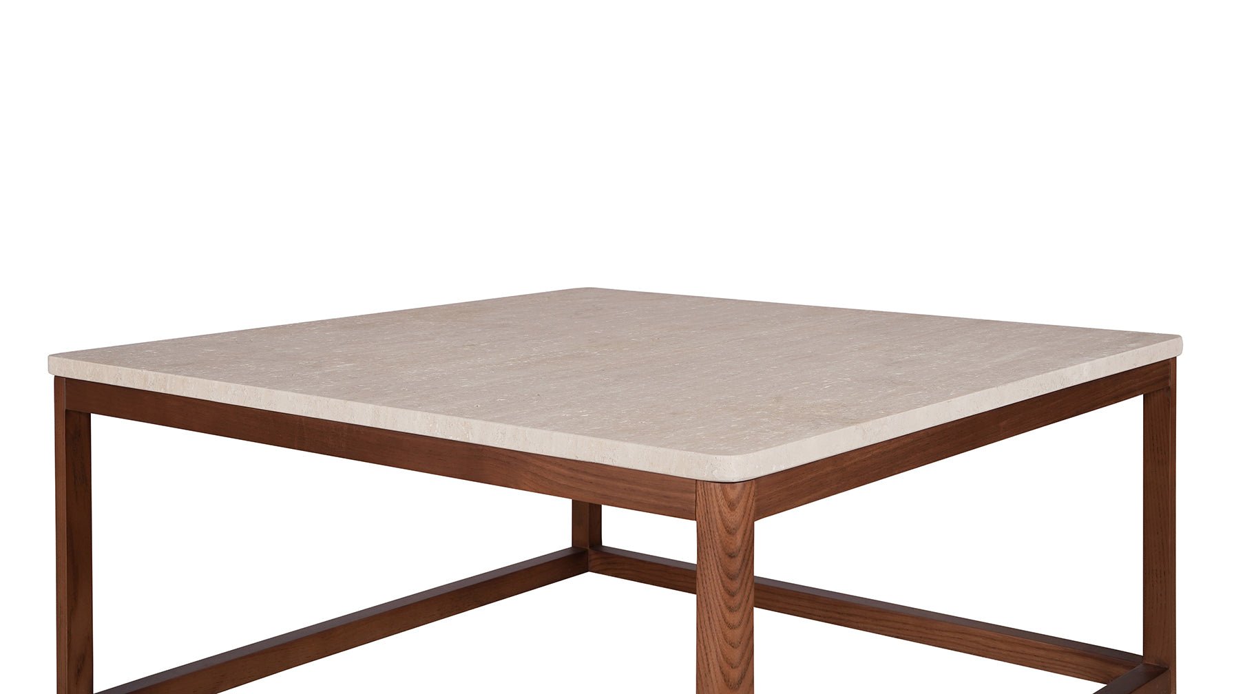 Still Coffee Table Square, Travertine and Walnut - Image 5