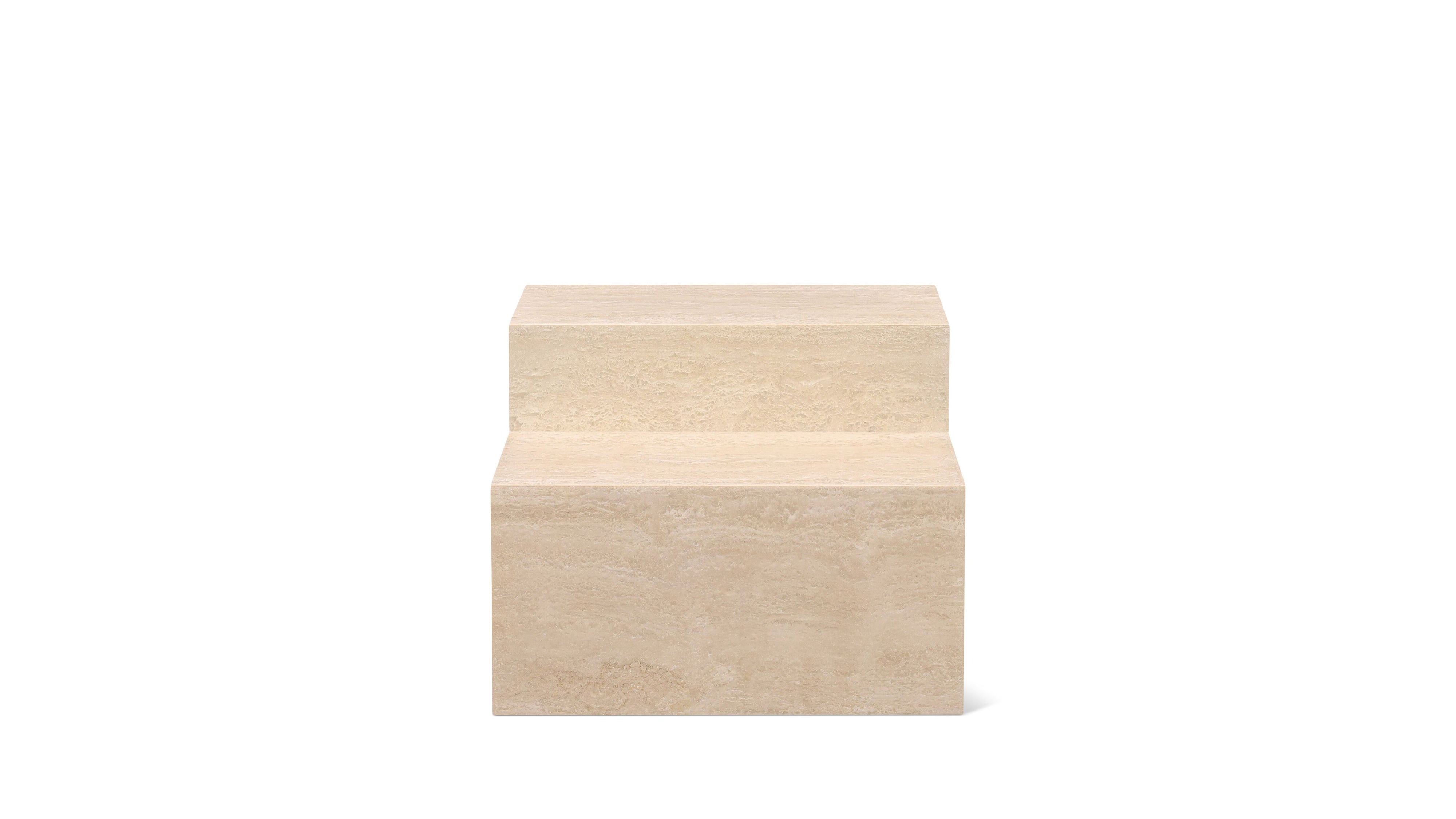 Align Coffee Table, Tiered, Travertine