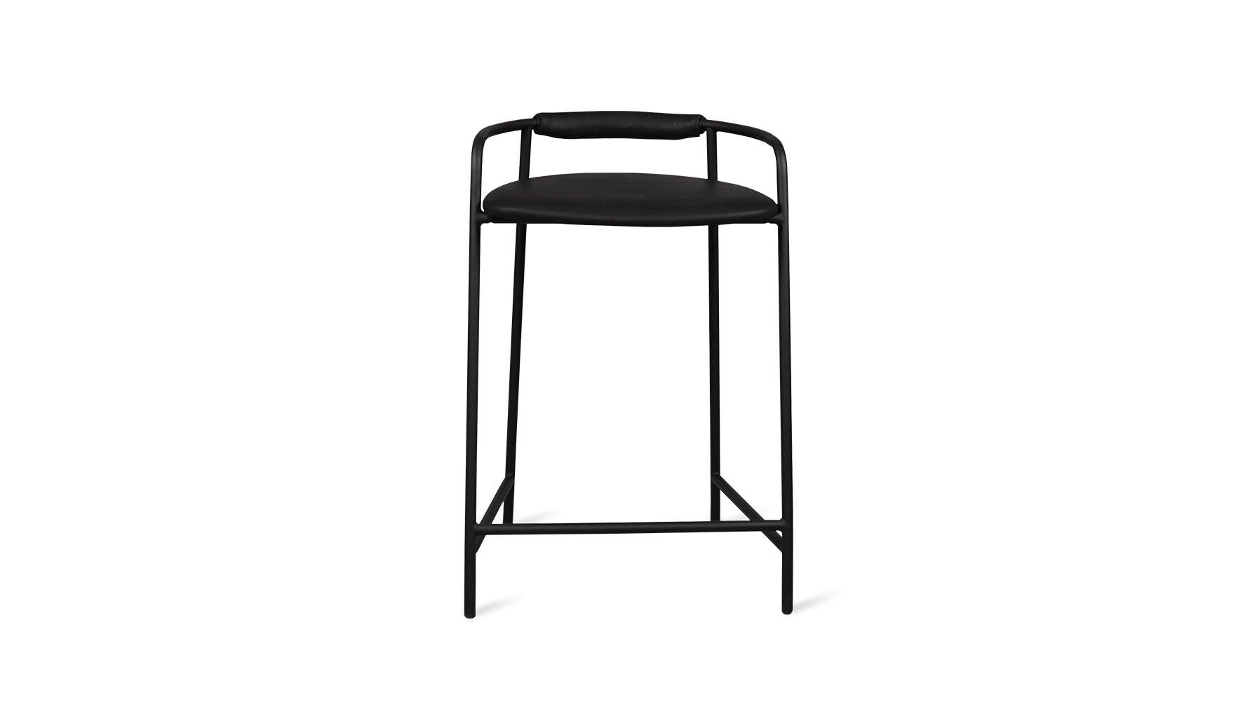 Slow Mornings Stool, Counter, Coal Leather/Black Metal_image