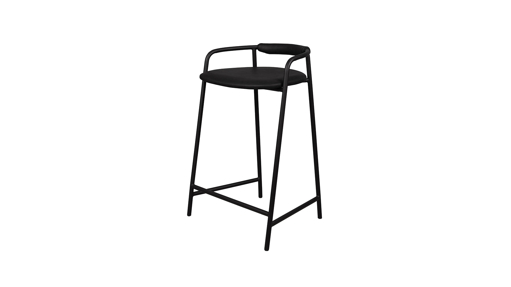 Slow Mornings Stool, Counter, Coal Leather/Black Metal - Image 10
