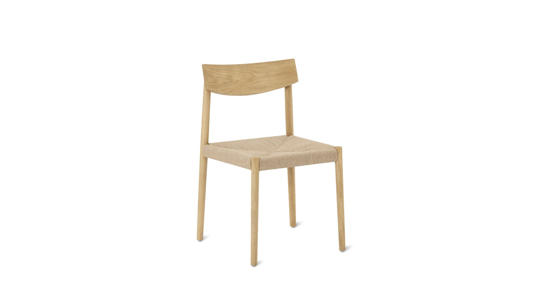 Dinner Guest Armless Dining Chair (Set of Two), White Oak/ Natural Papercord Seat