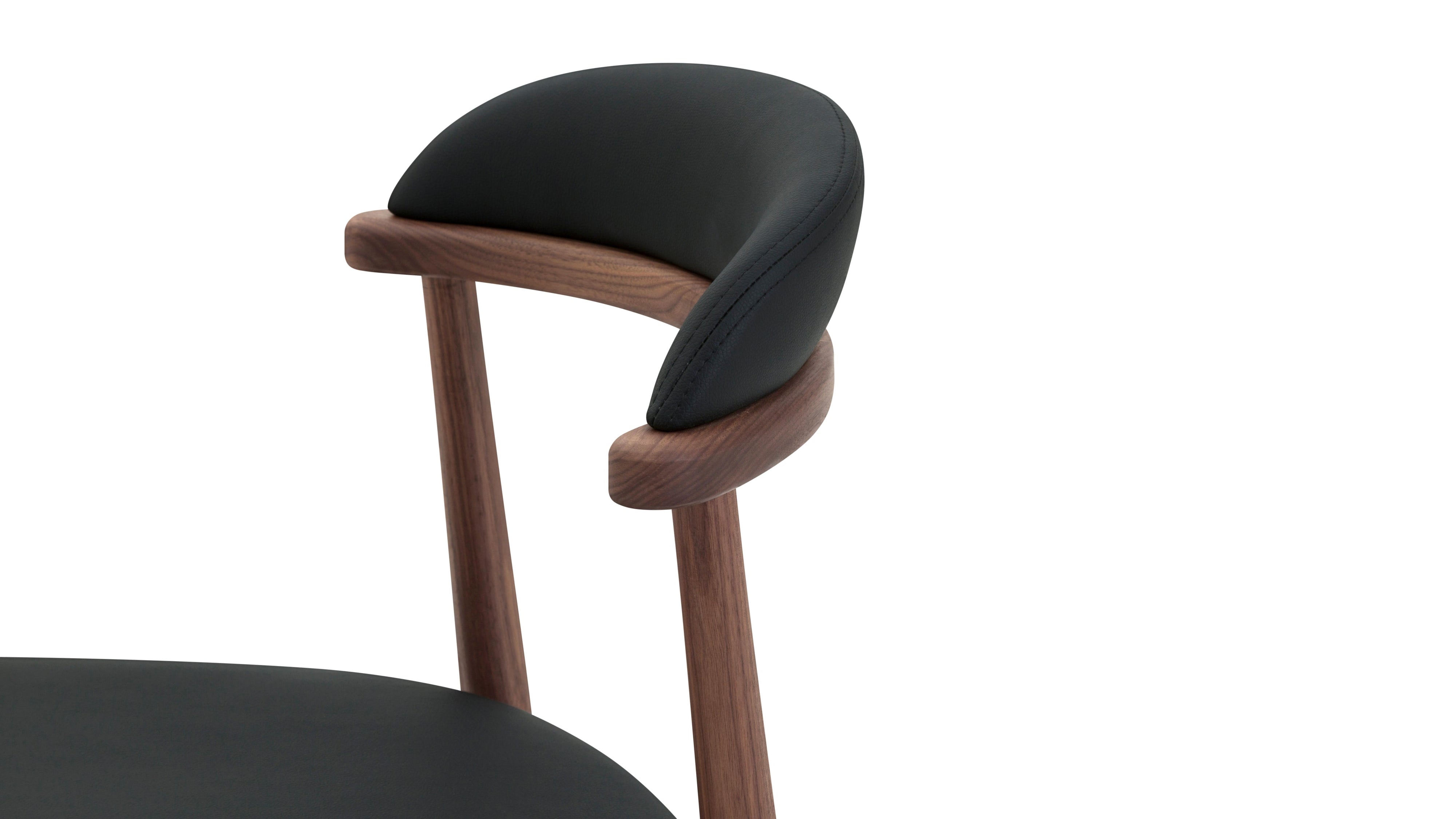 Count On Me Armless Dining Chair (Set of Two), Walnut, Black Seat - Image 7