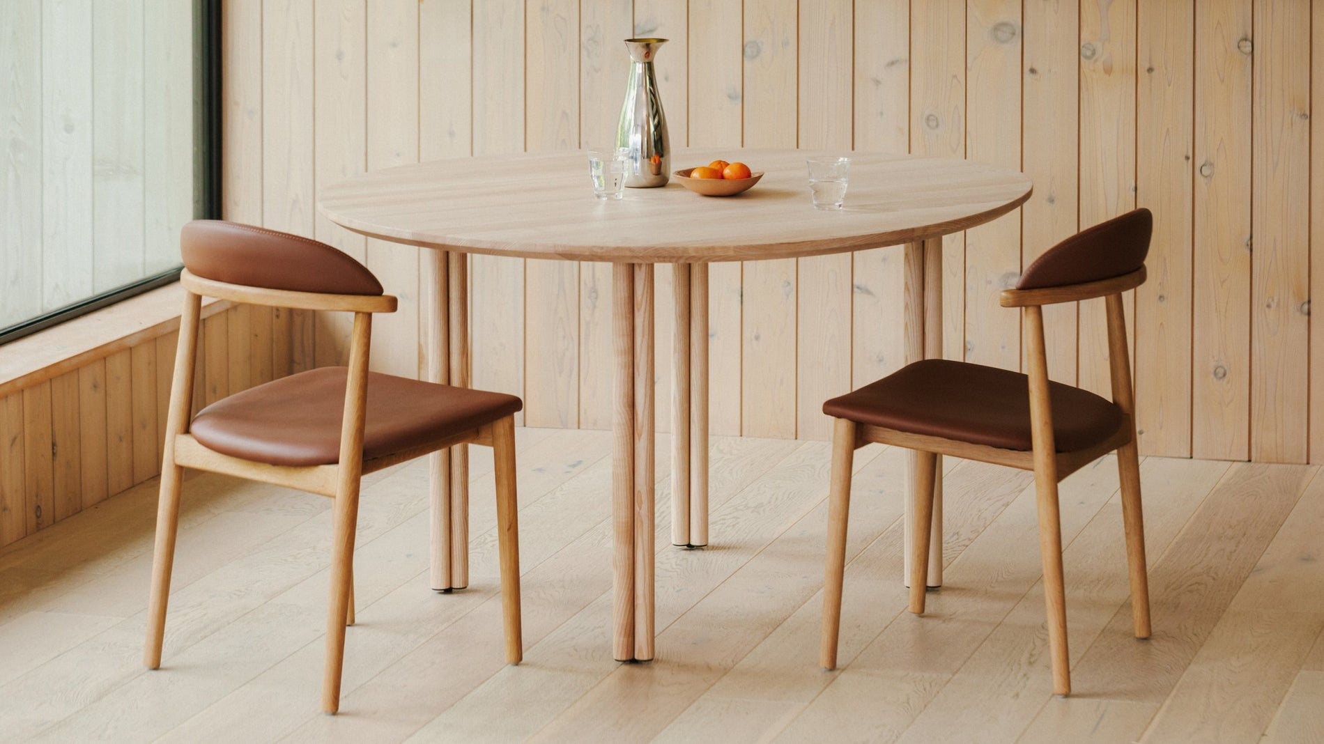 Count On Me Armless Dining Chair (Set of Two), Oak, Brown Seat_image