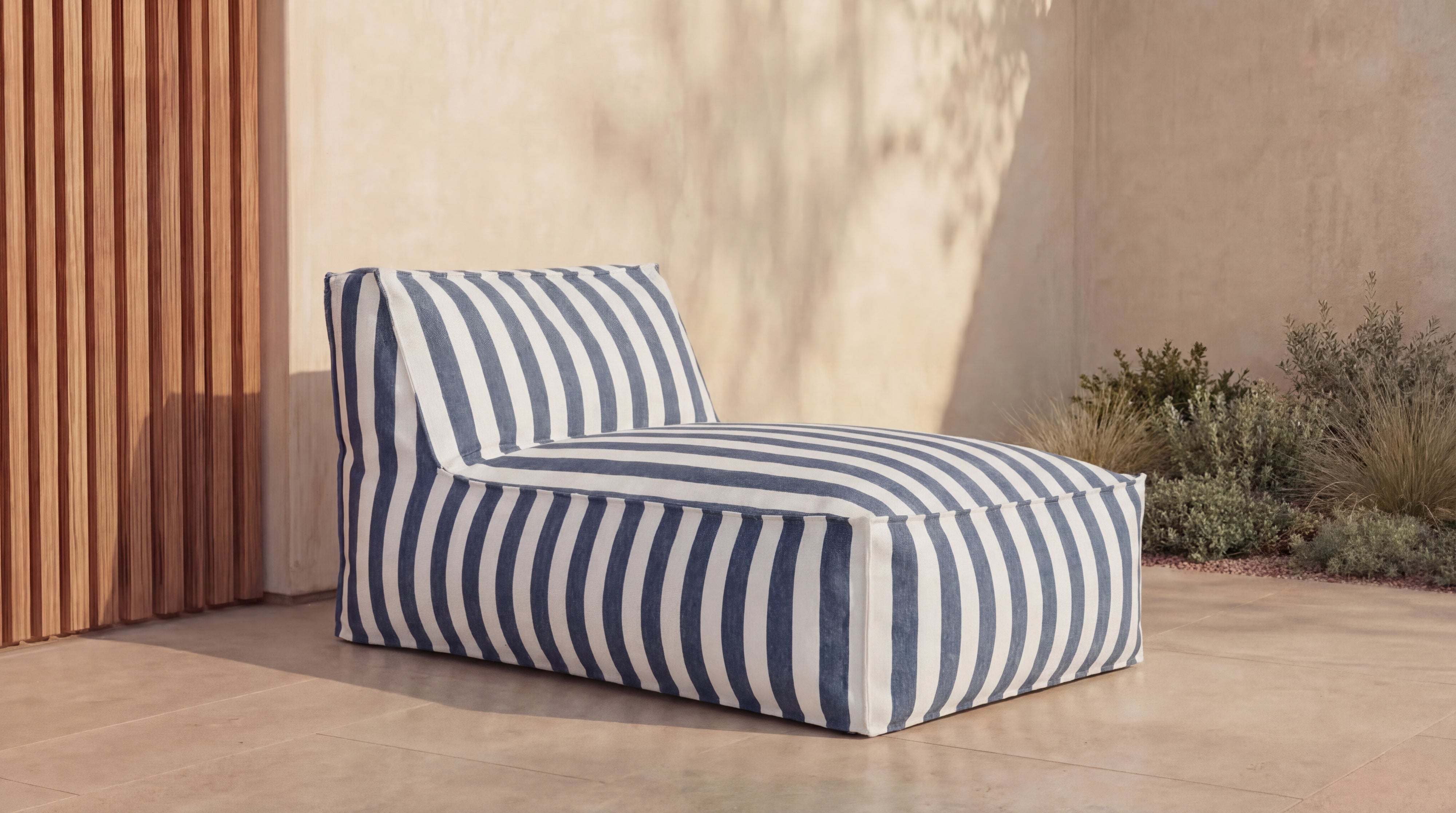 Make Waves Outdoor Chaise, Ocean Stripe