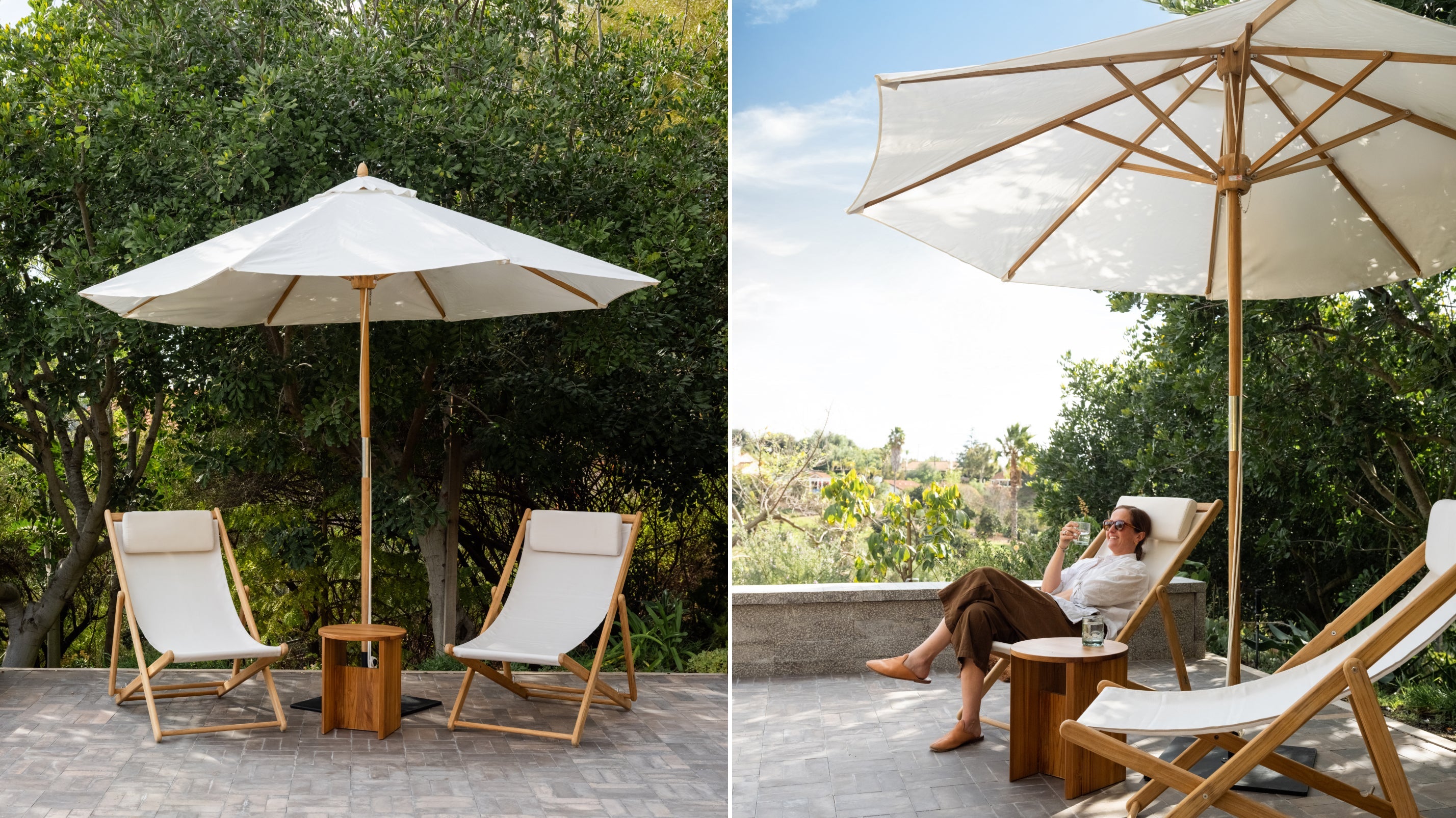 Capri Outdoor Umbrella With Base, Canvas - Sundays Company CanadaOUT-YB-005-034