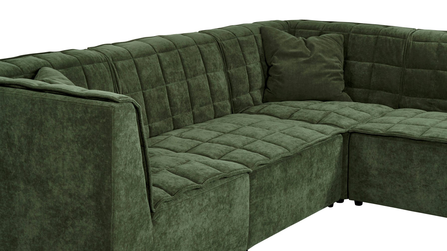 Quilt 4 - Piece Modular Sectional, Open, Moss - Sundays CompanySEC - EW - 003 - 016