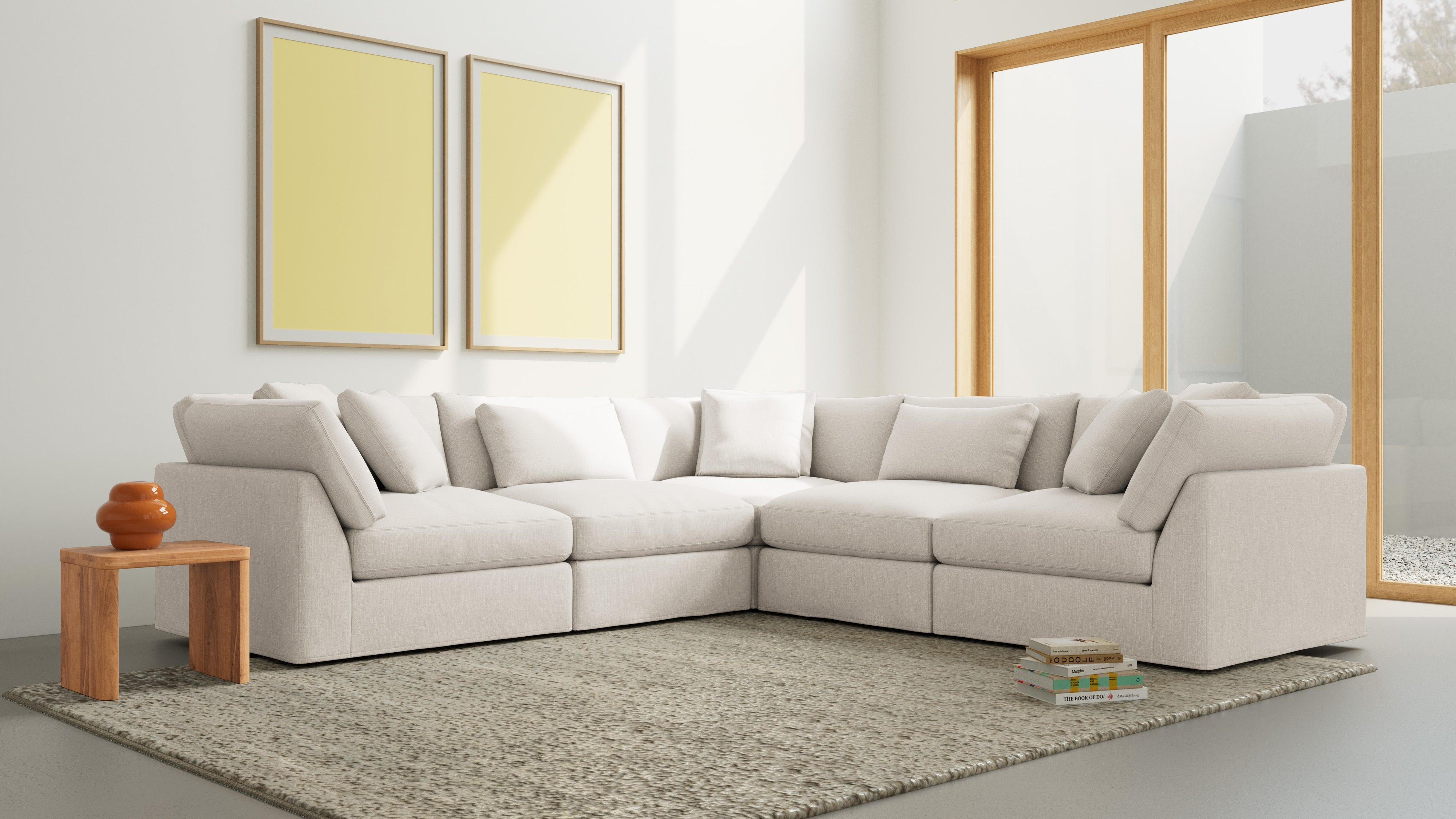 Get Together™ 5-Piece Modular Sectional Closed, Large, Cream Linen