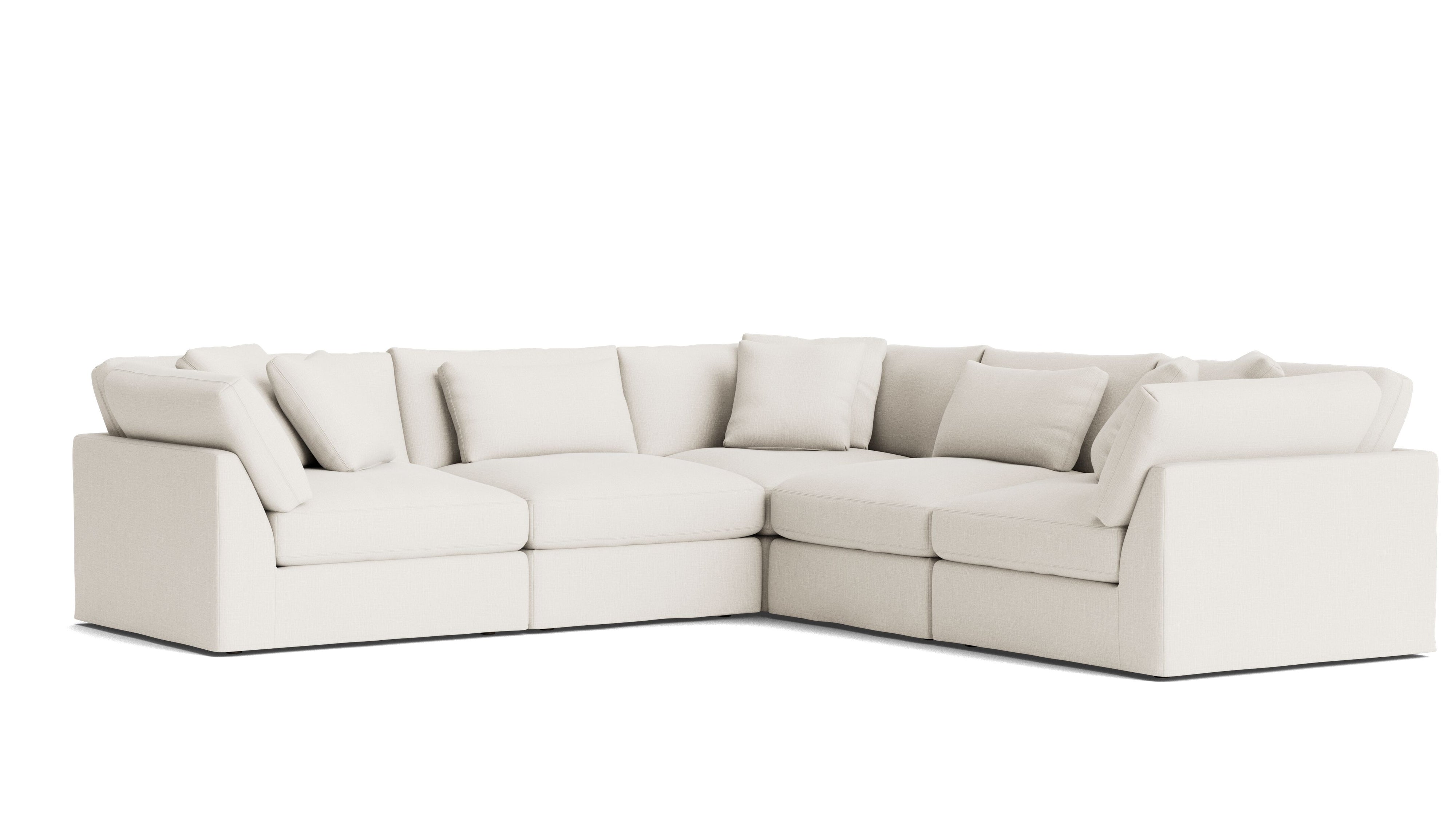 Get Together™ 5-Piece Modular Sectional Closed, Large, Cream Linen