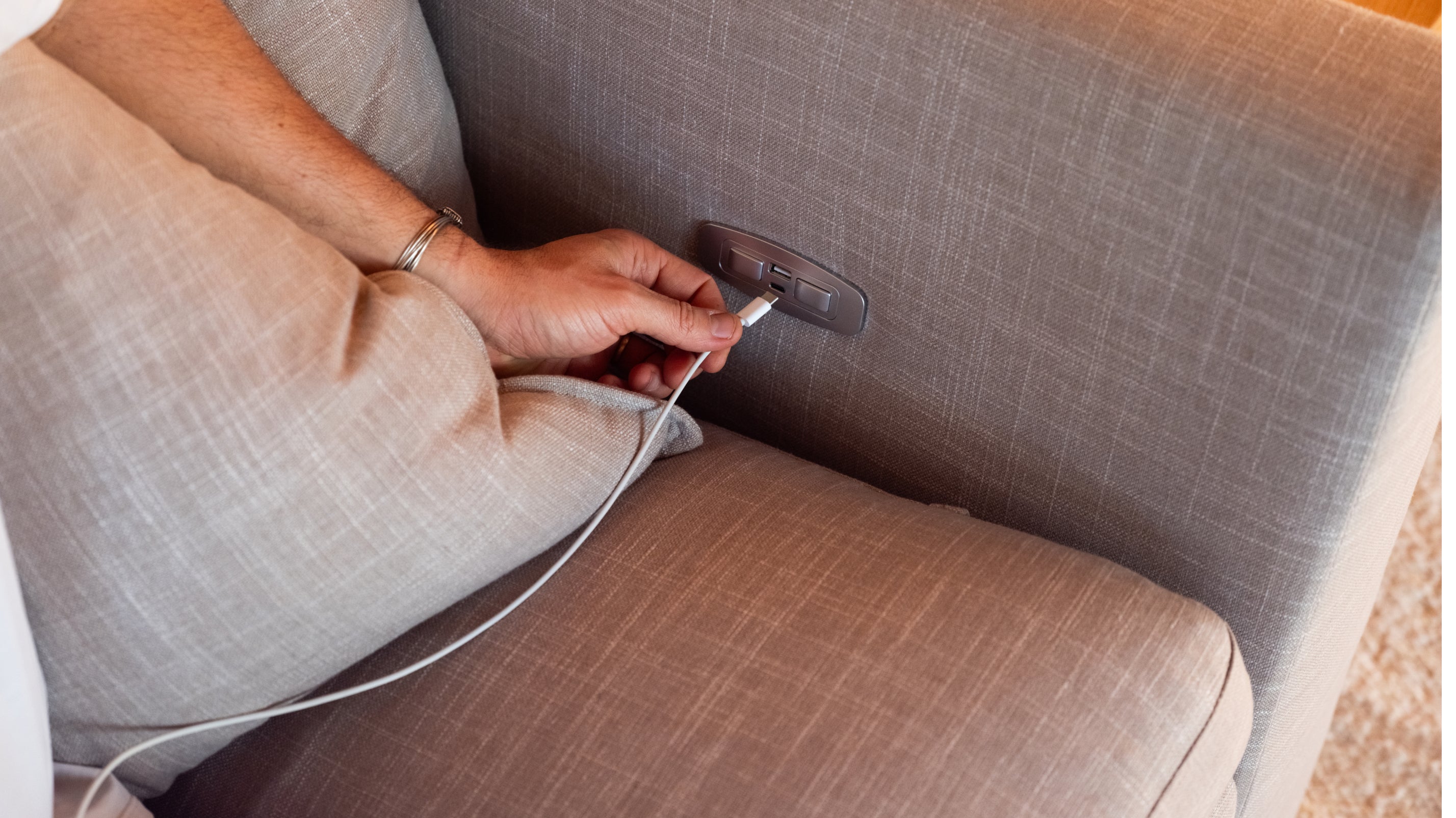 Lift Off Power Recliner 2-Piece Modular Sofa, Light Pebble