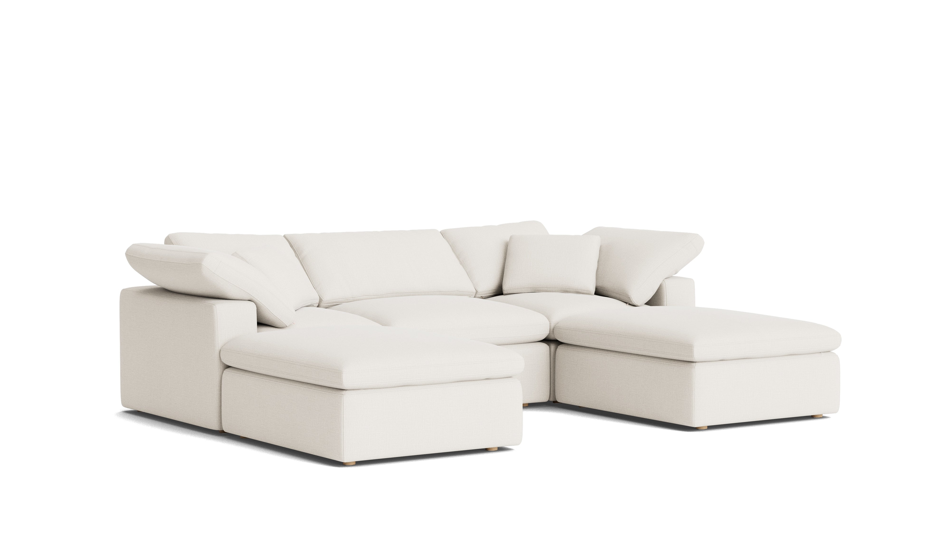Movie Night™ 5-Piece Modular U-Shaped Sectional, Standard, Cream Linen