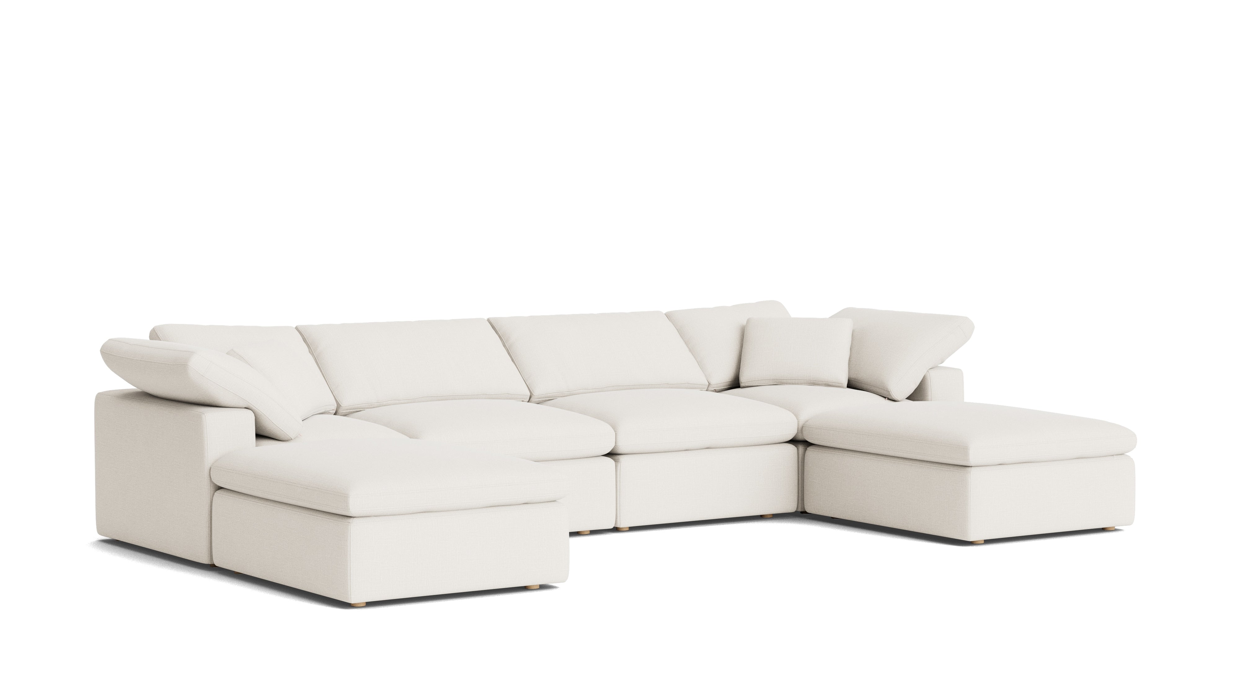 Movie Night™ 6-Piece Modular U-Shaped Sectional, Standard, Cream Linen