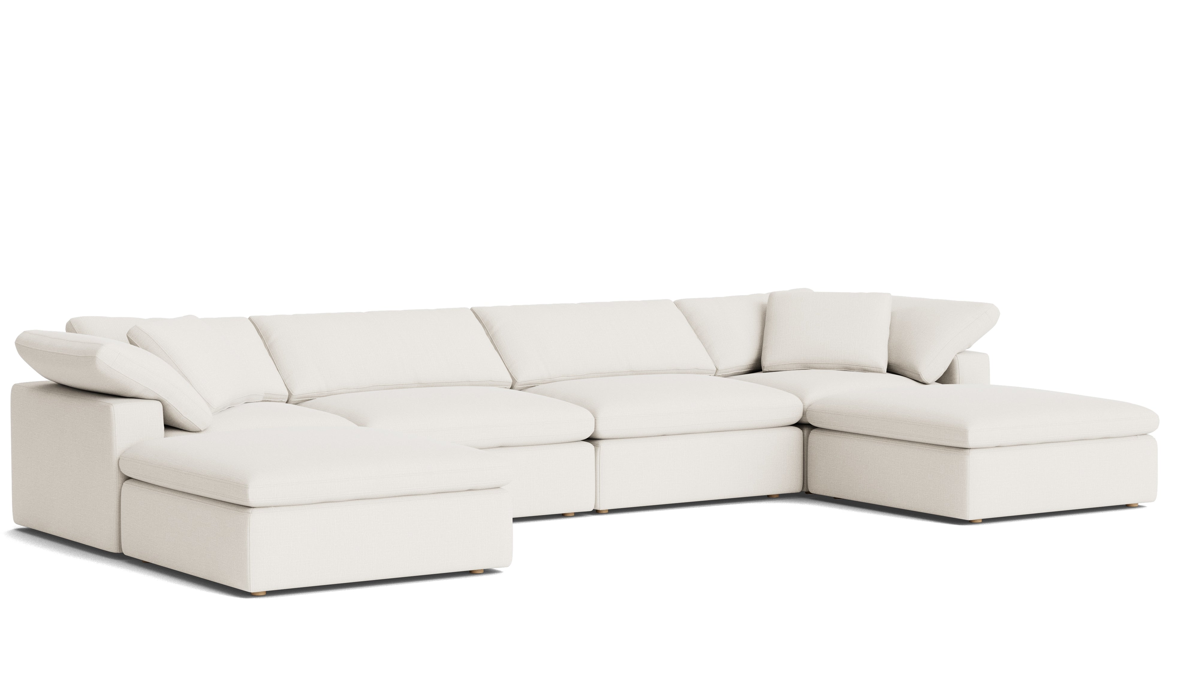 Movie Night™ 6 - Piece Modular U - Shaped Sectional, Large, Cream Linen - Sundays Company CanadaSEC-YJ-923-018