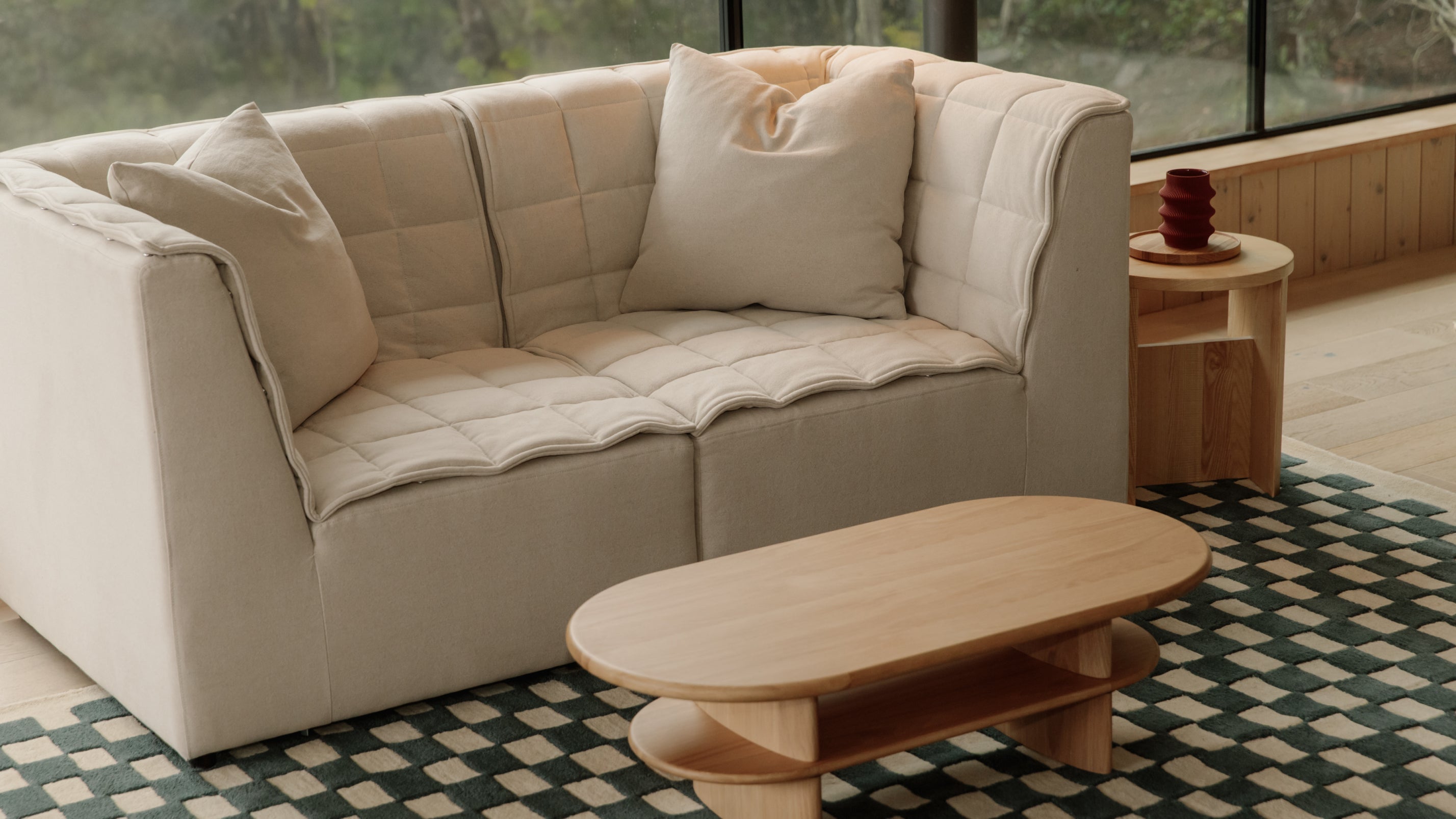 Quilt 2-Piece Modular Sofa, Fawn - Image 2