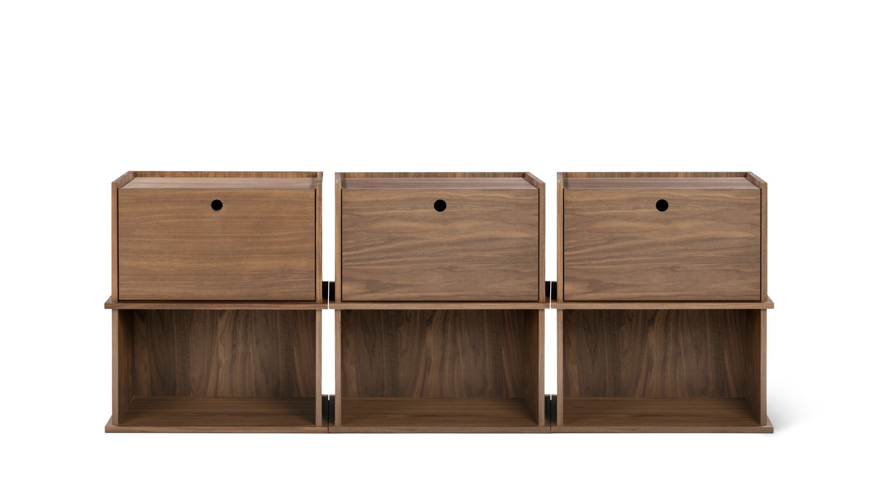 Keep Stacking Storage System 6-Piece, Open and Closed, Walnut - Image 1