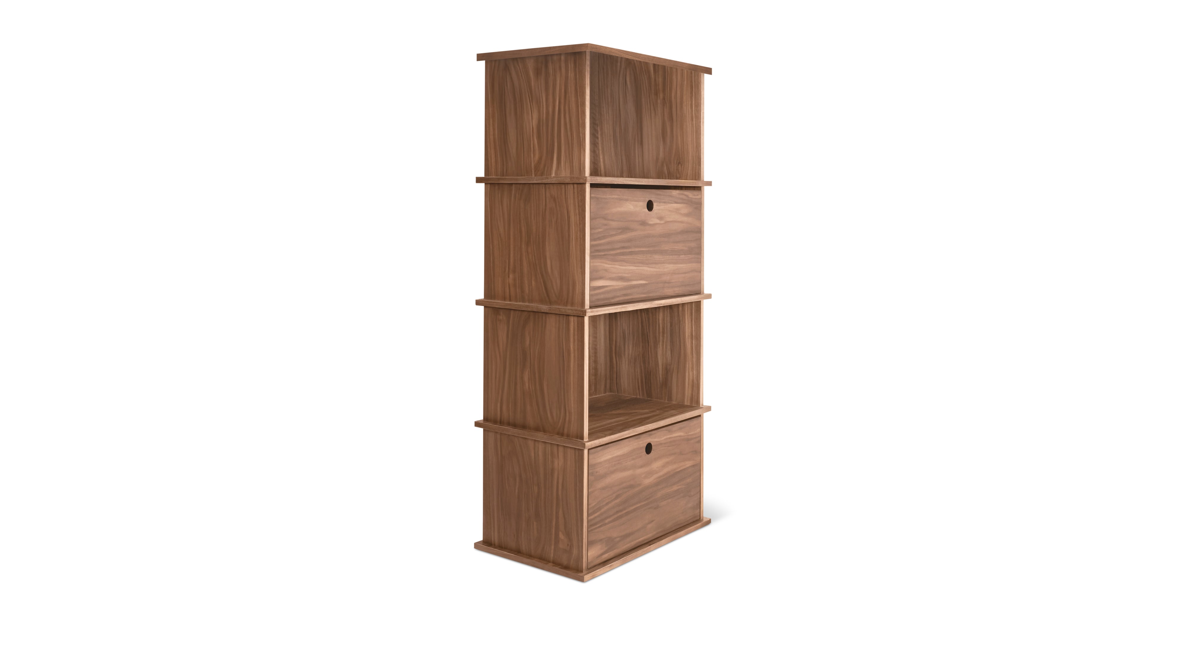 Keep Stacking Storage System 4-Piece Tall, Open and Closed, Walnut