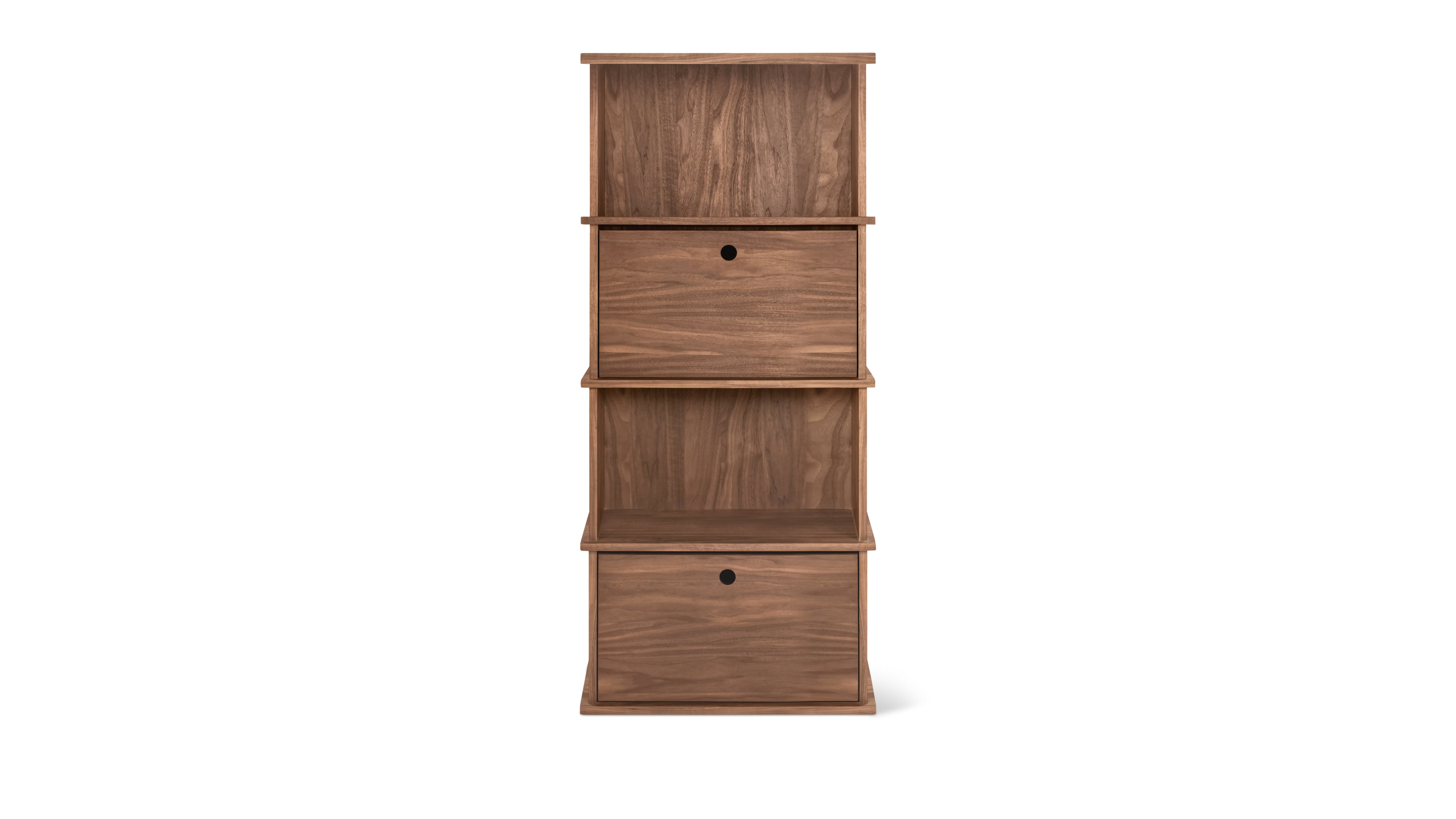 Keep Stacking Storage System 4-Piece Tall, Open and Closed, Walnut