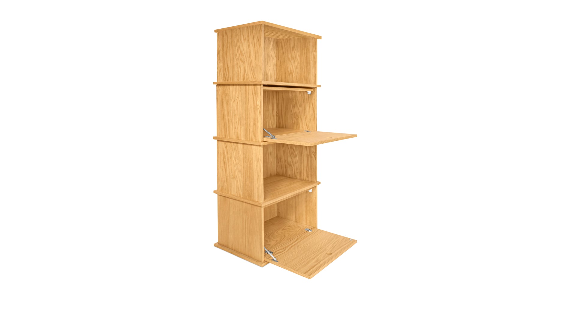 Keep Stacking Storage System 4-Piece Tall, Open and Closed, White Oak_image