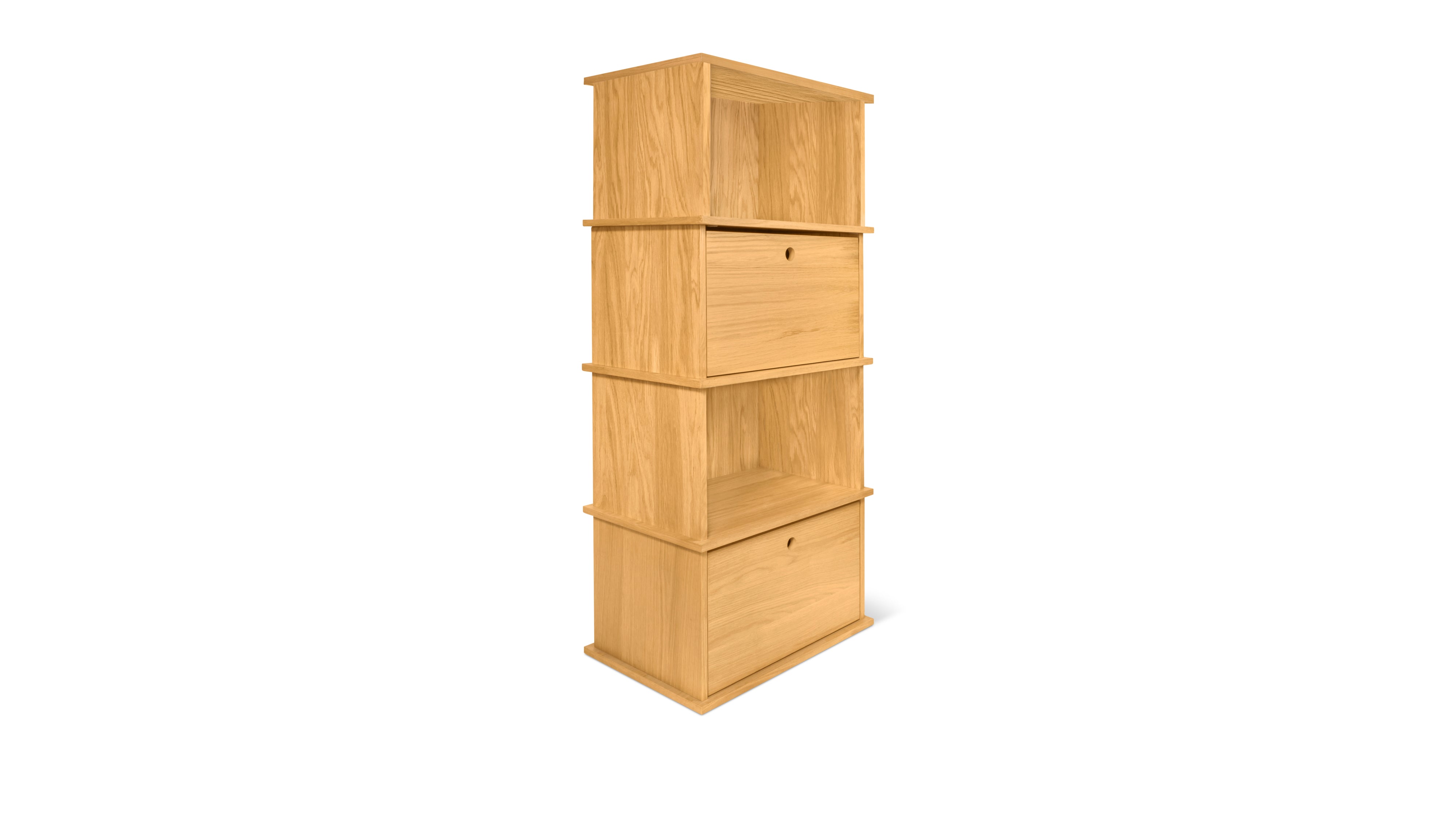 Keep Stacking Storage System 4-Piece Tall, Open and Closed, White Oak ...